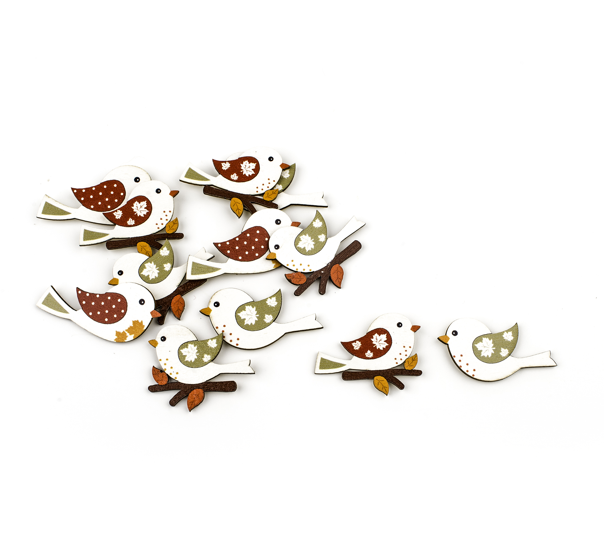 Ptáček dřevo lepítko pr.4cm mix S/6ks