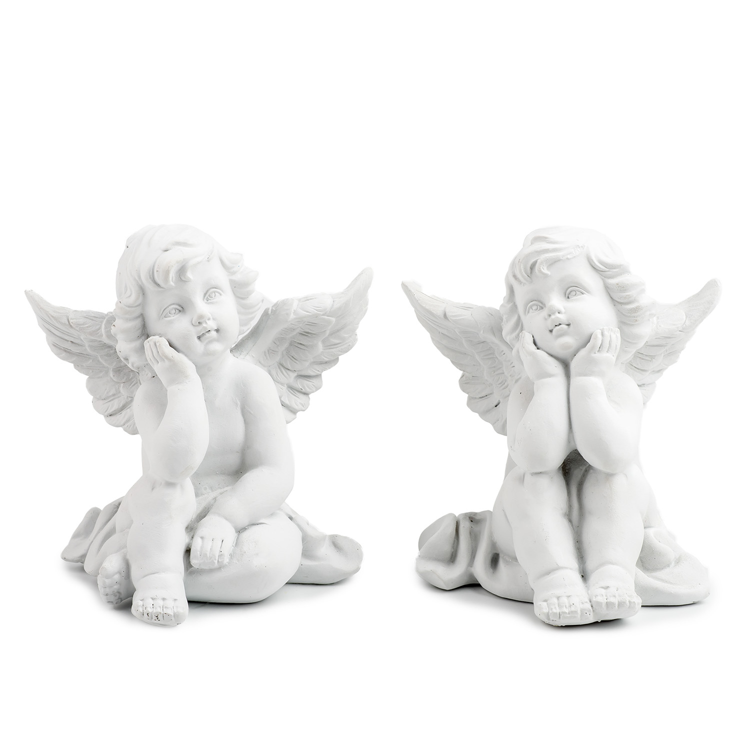 Anděl pietní sádra v.12cm bílý mix