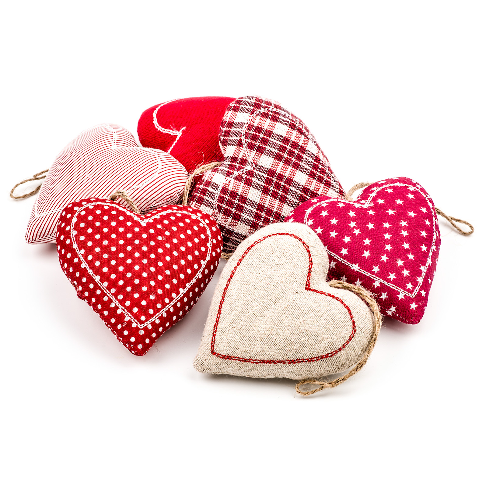 Srdce závěs textil š.9cm červené S/6