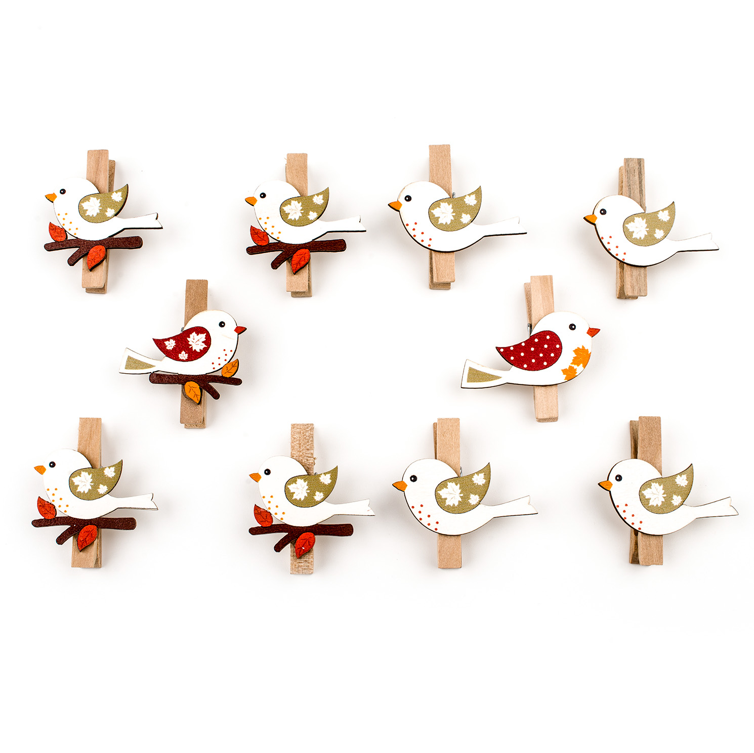 Ptáček dřevo kolíček  pr.4,5cm mix S/5ks