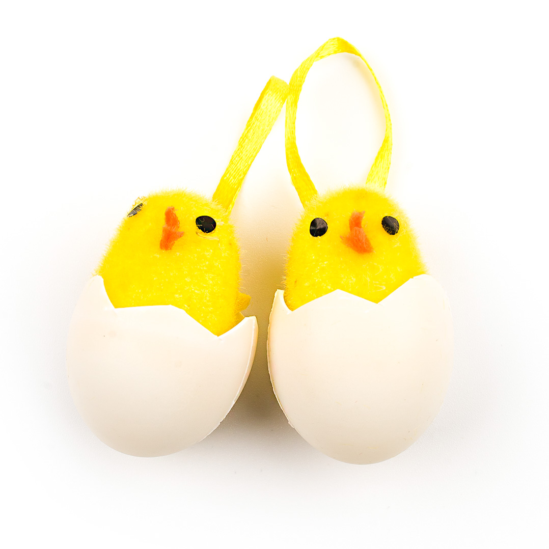 Kuřátka ve skořápce závěs textil žlutá S/2