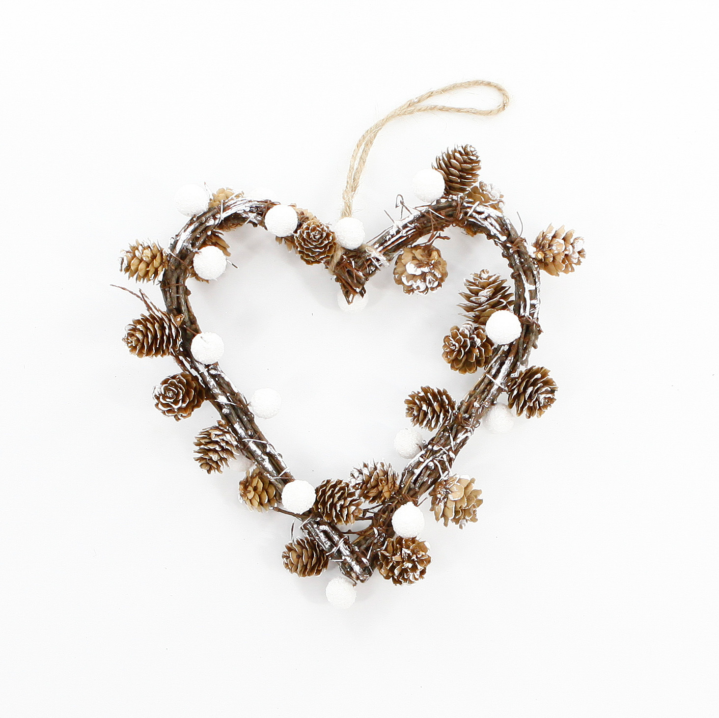 Srdce šišky a proutí závěs v.22cm natural