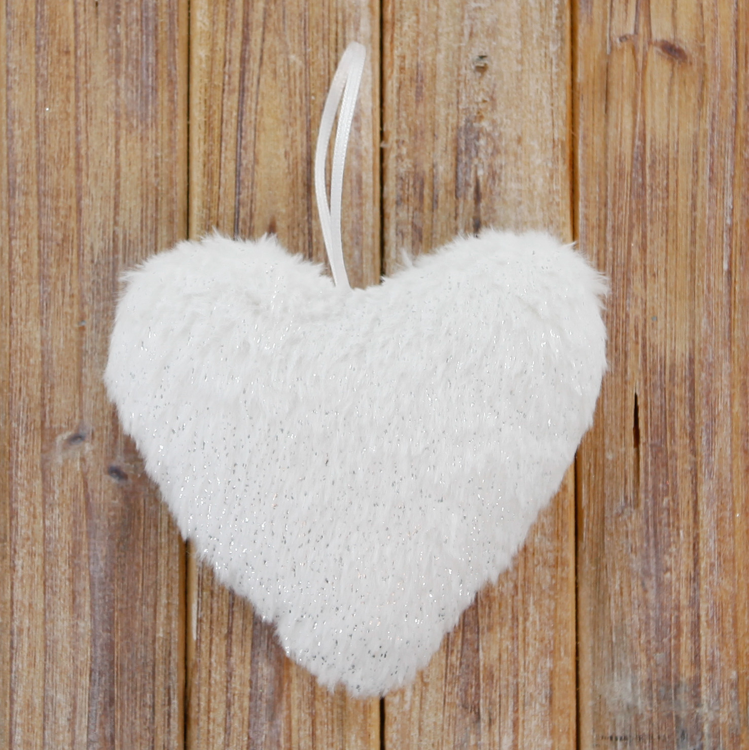 Srdce textil závěs dl.21x19,5cm bílé