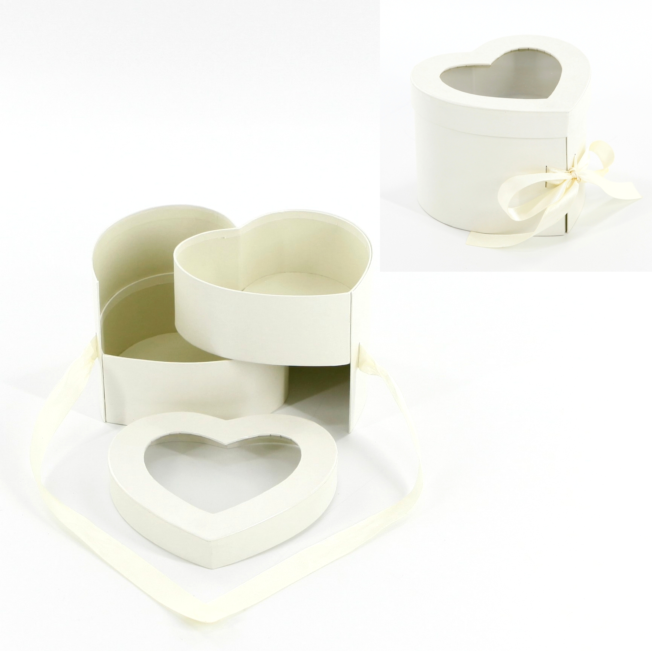 Dárkový box Srdce krémová perleť v.12cm