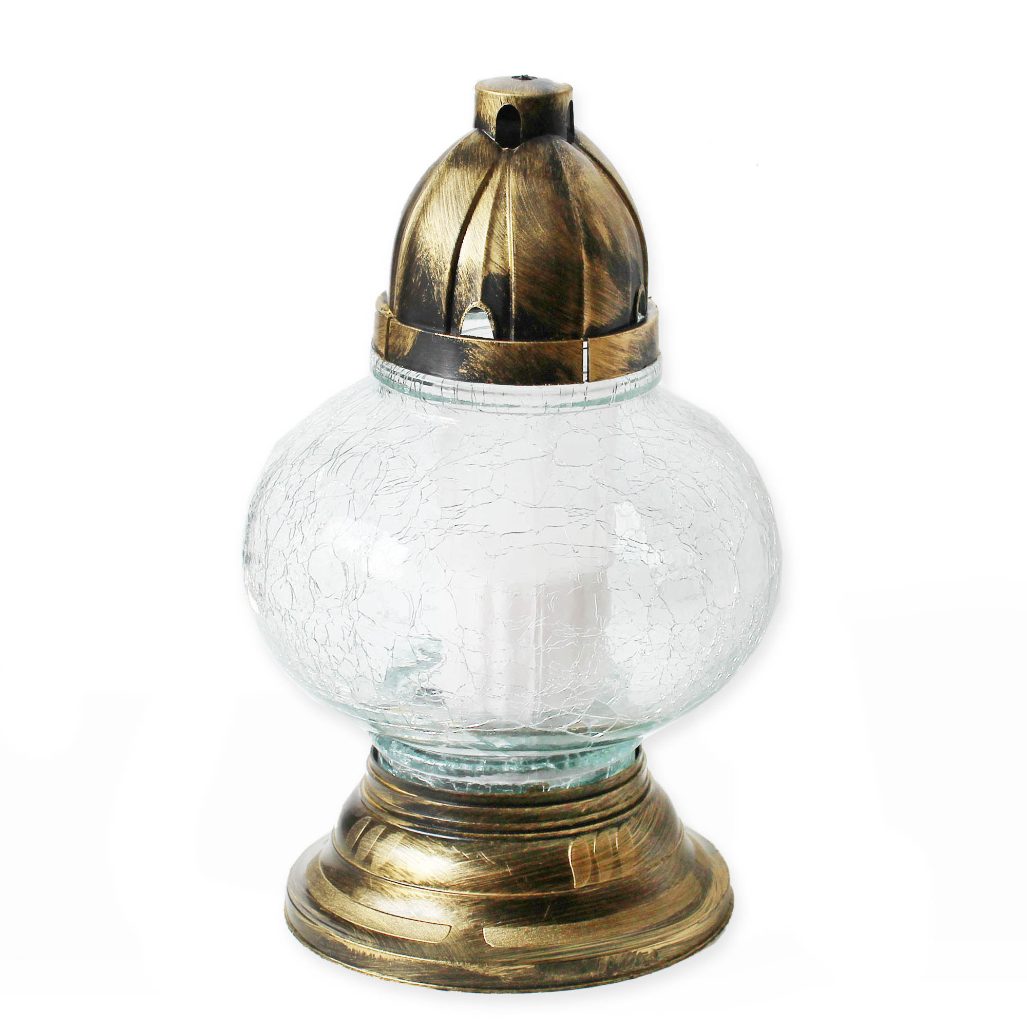 Svícen hřbitovní v.28x16cm praskané sklo