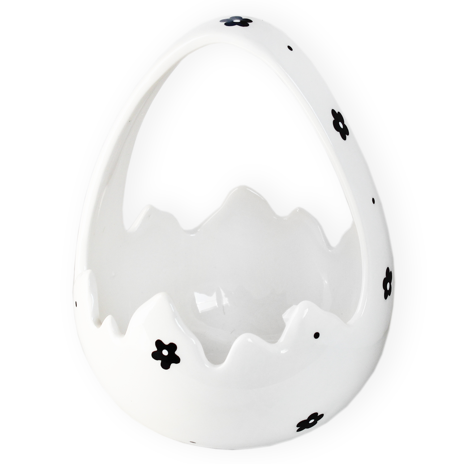 Košík porcelán v.16cm bílá/černá