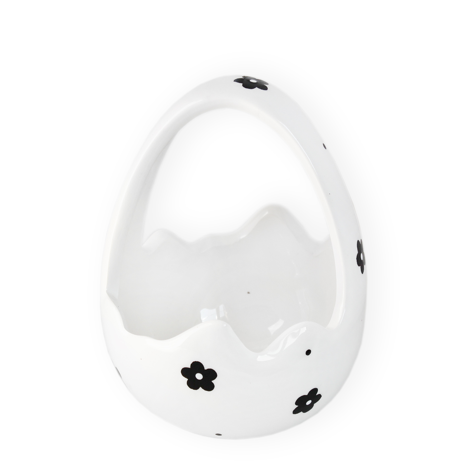 Košík porcelán v.12cm bílá/černá