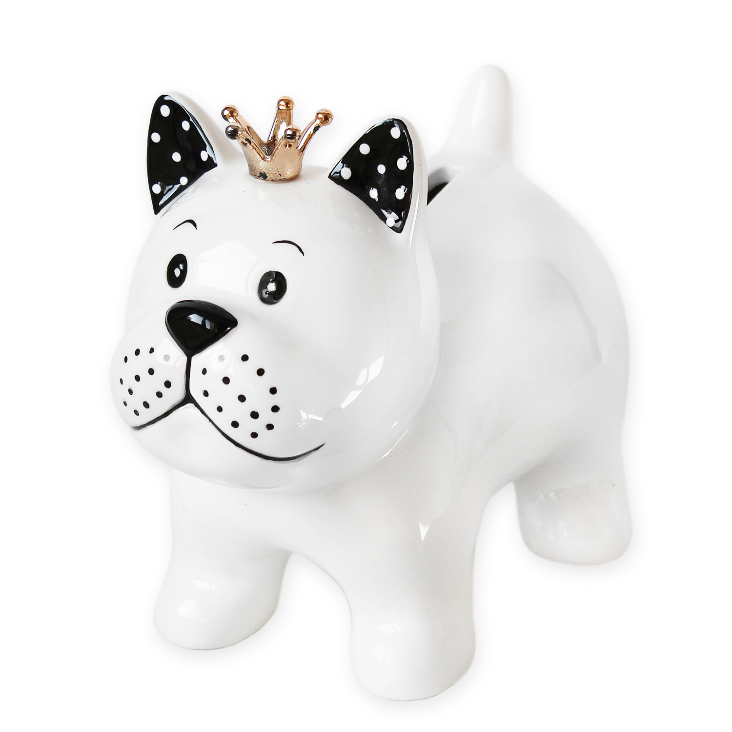 Pejsek pokladnička keramika 13,5cm bílá