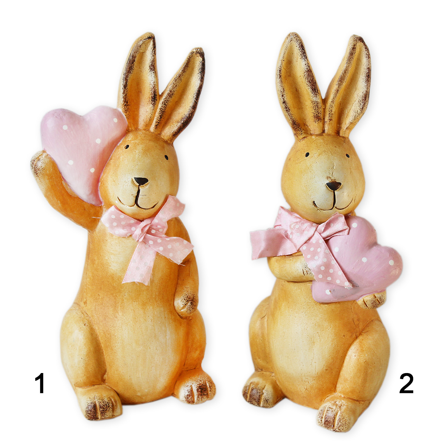 Zajíc keramika v.22,5cm natural/růžová