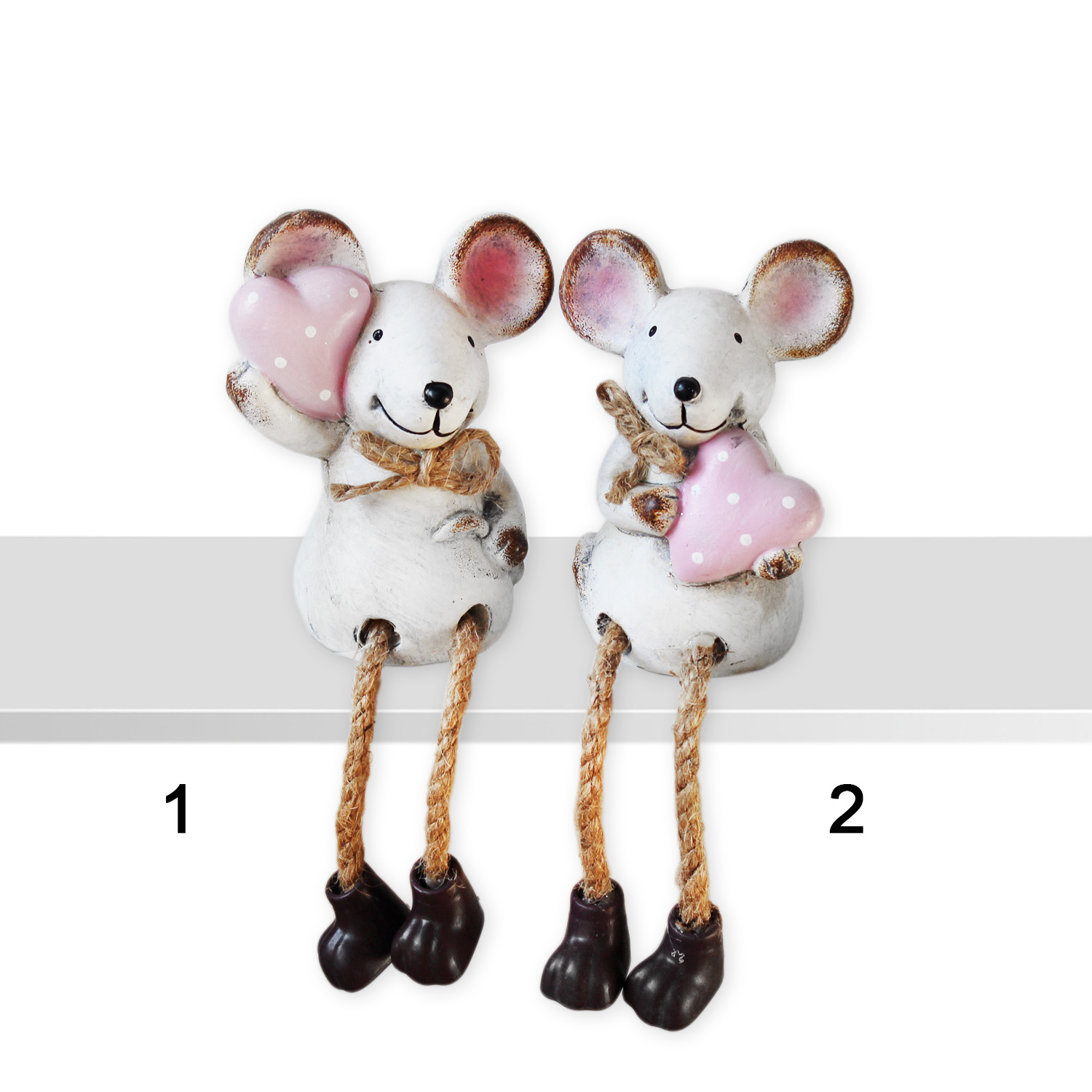 Myš keramika nohatá v.18x6,5cm šedá