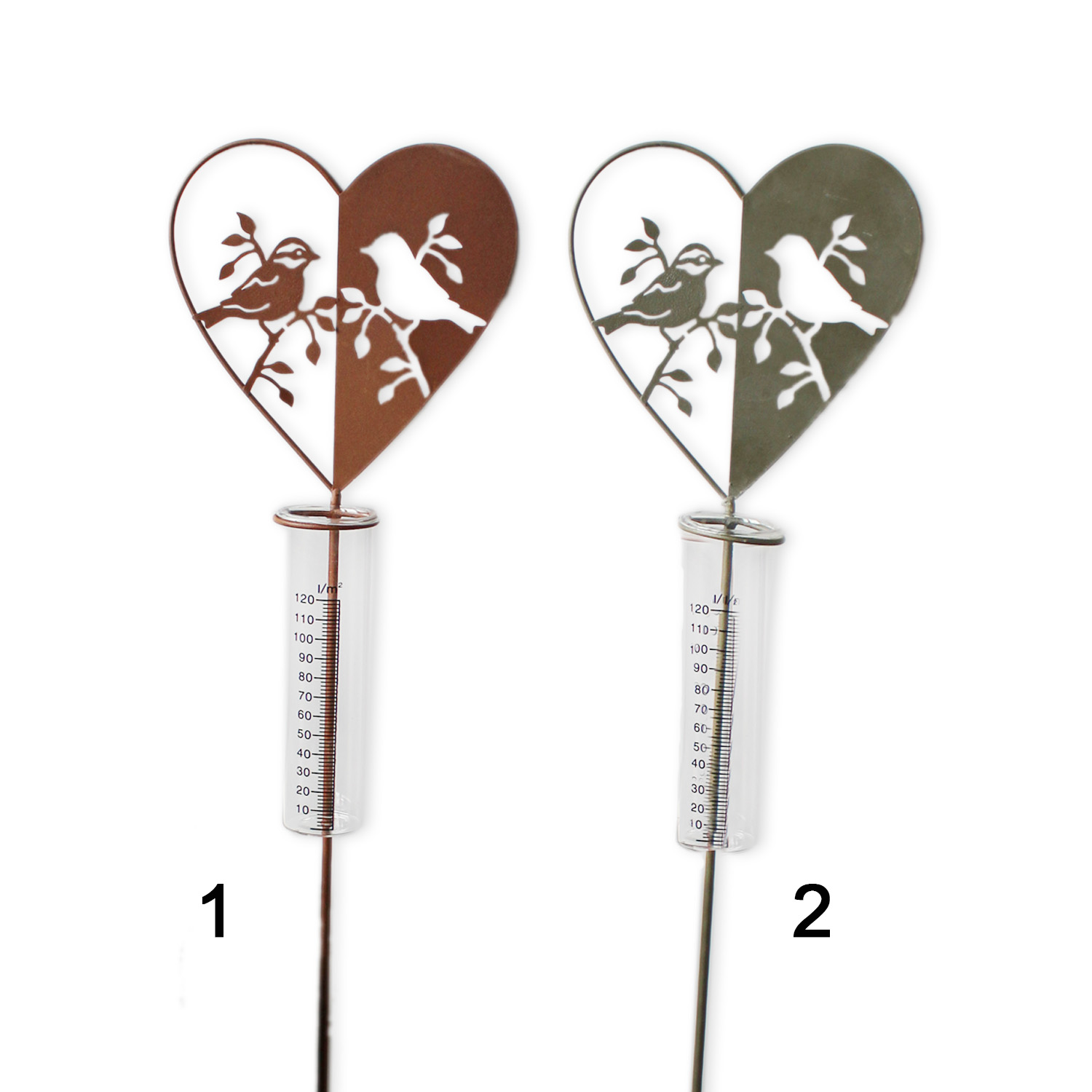 Srdce zápich kov +srážkoměr 100cm mix