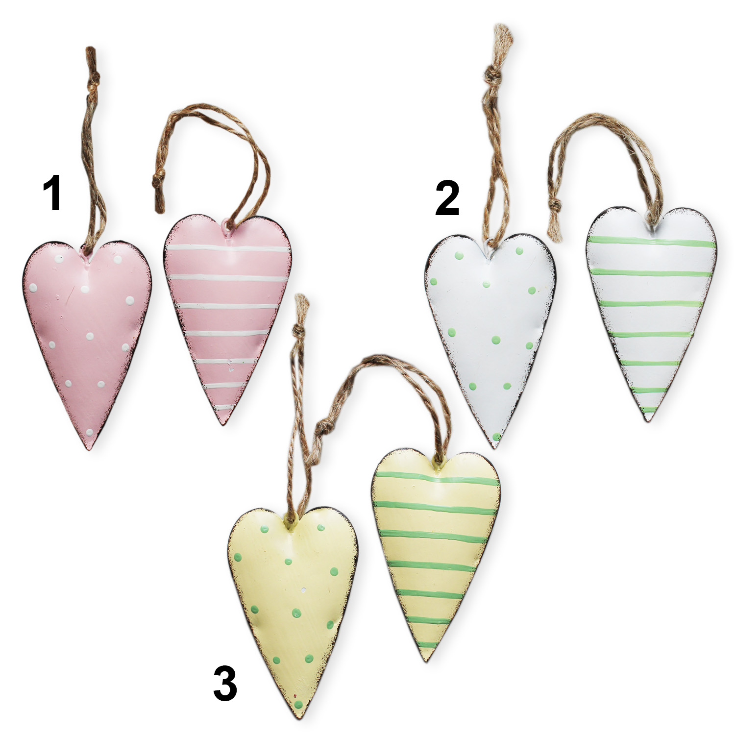 Srdce závěs kov v.7cm mix S/2