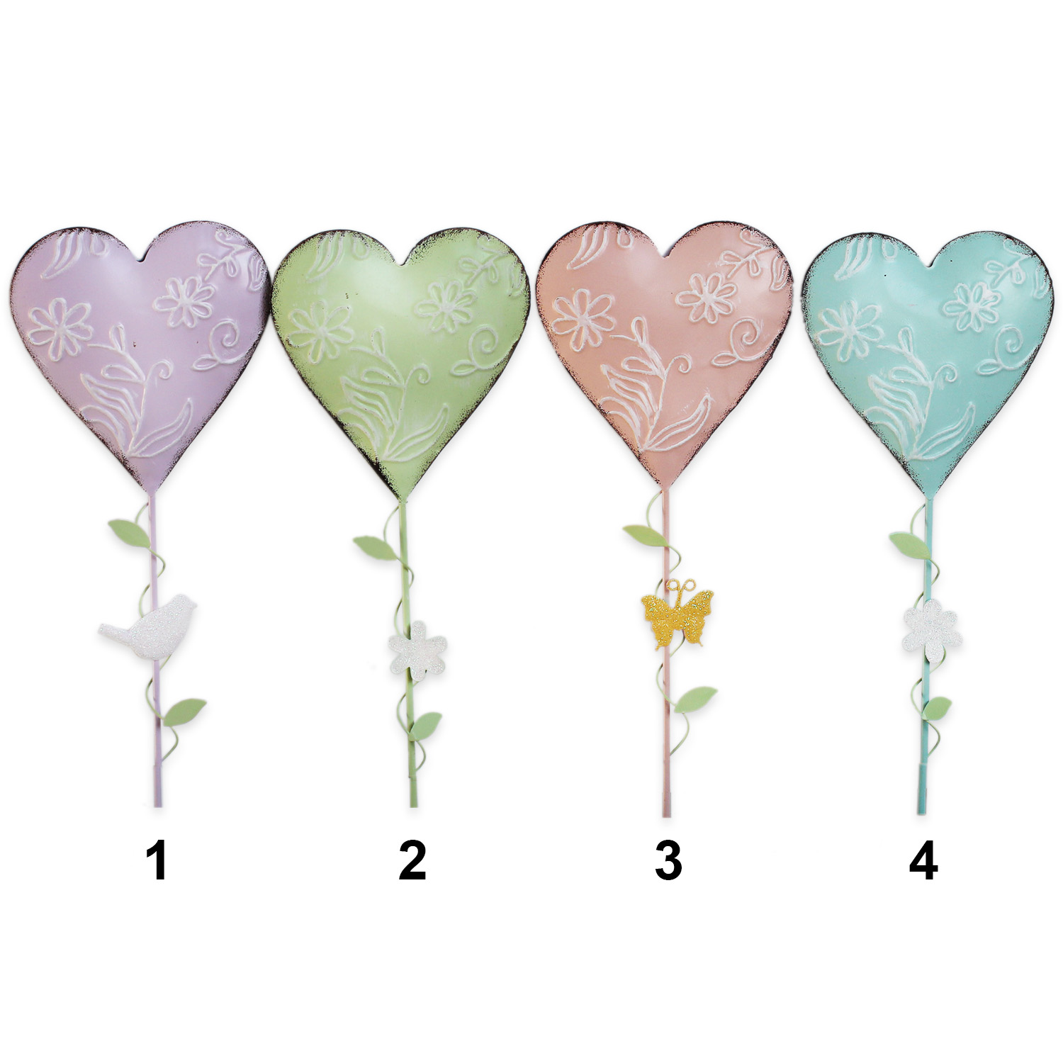 Srdce zápich kov dl.40cm mix