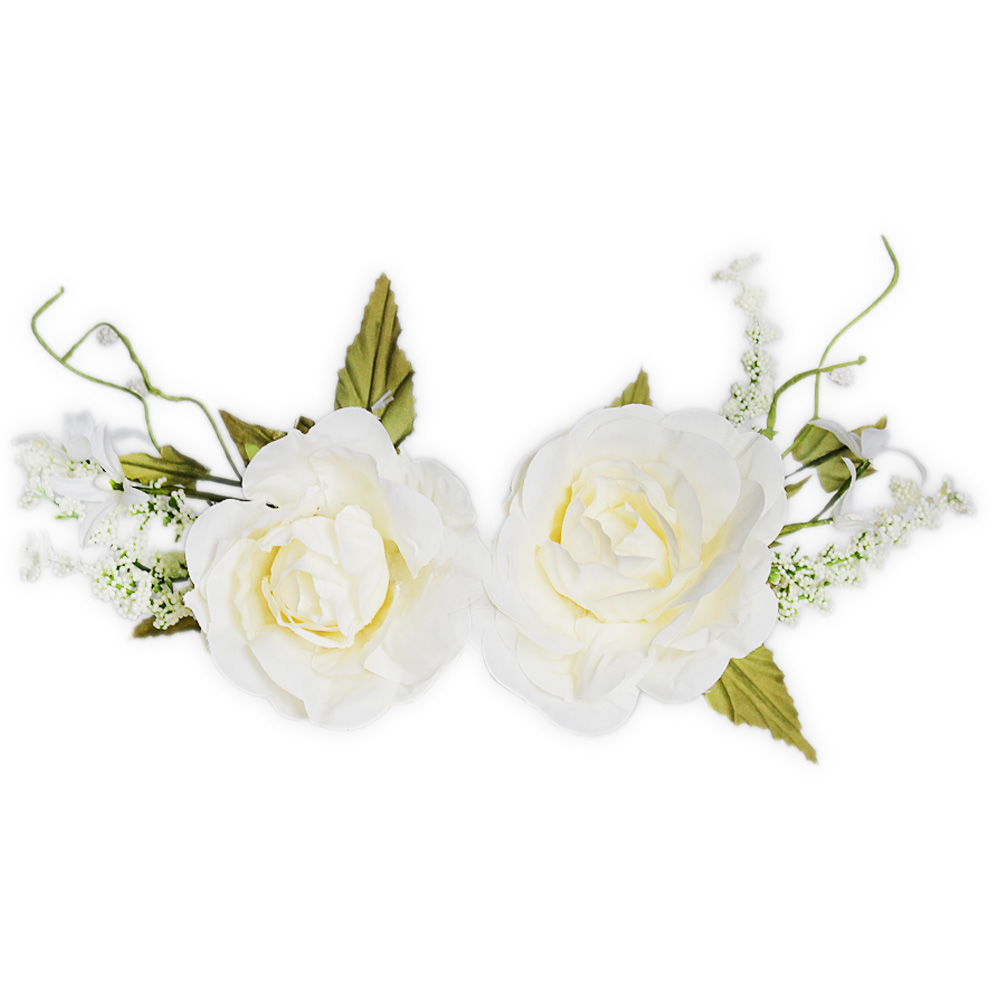 Růže zápich textilní dl.35cm krémová