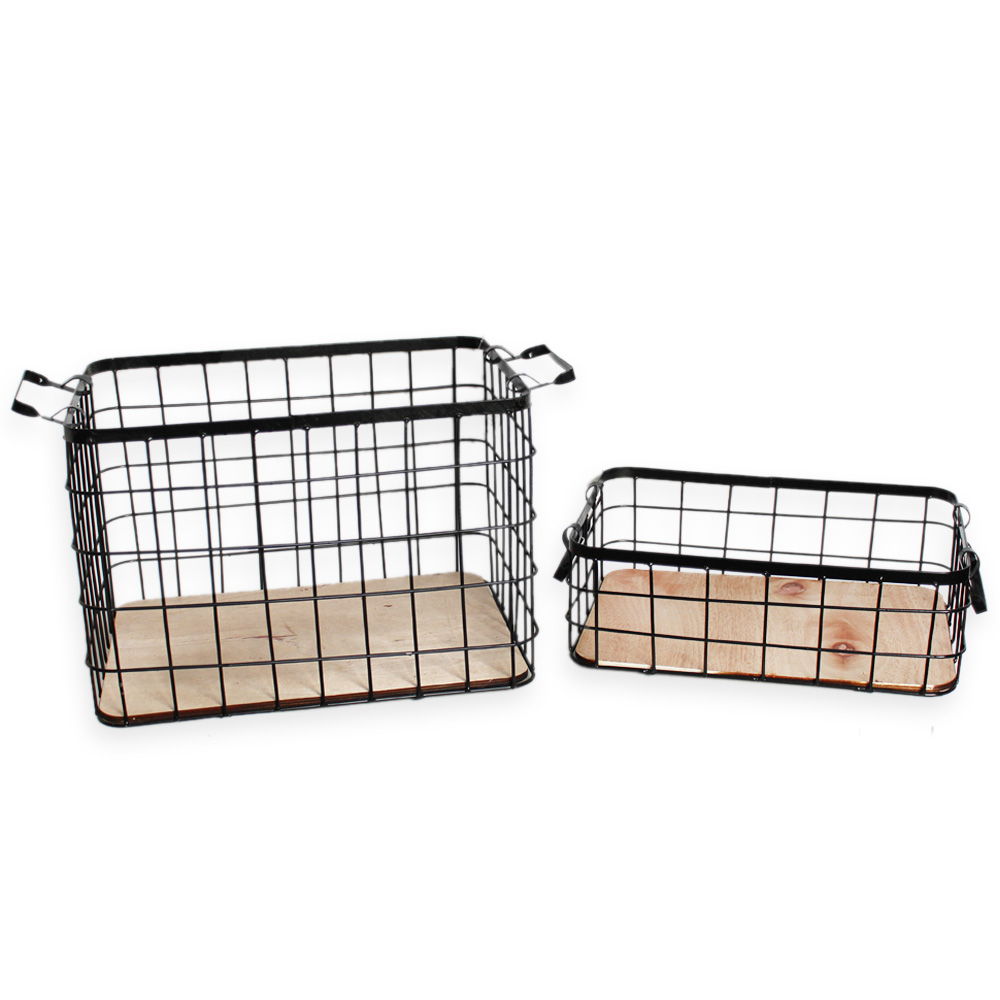 Koše kov, dřevo dl.36-32,5cm černé S/2