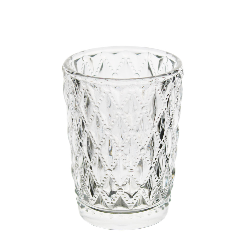 Sklo svícen kosočtverce pr.6,5x9cm čirý