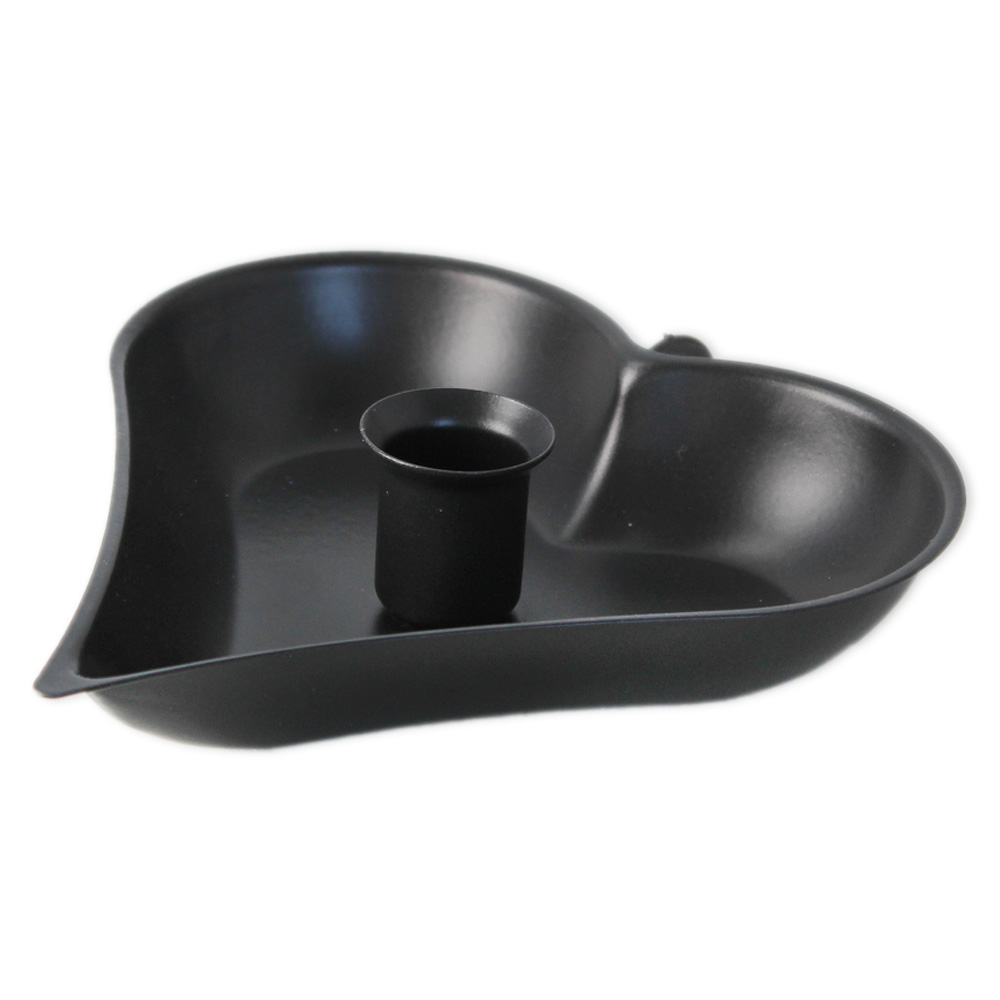 Svícen srdce kov pr.15cm černý