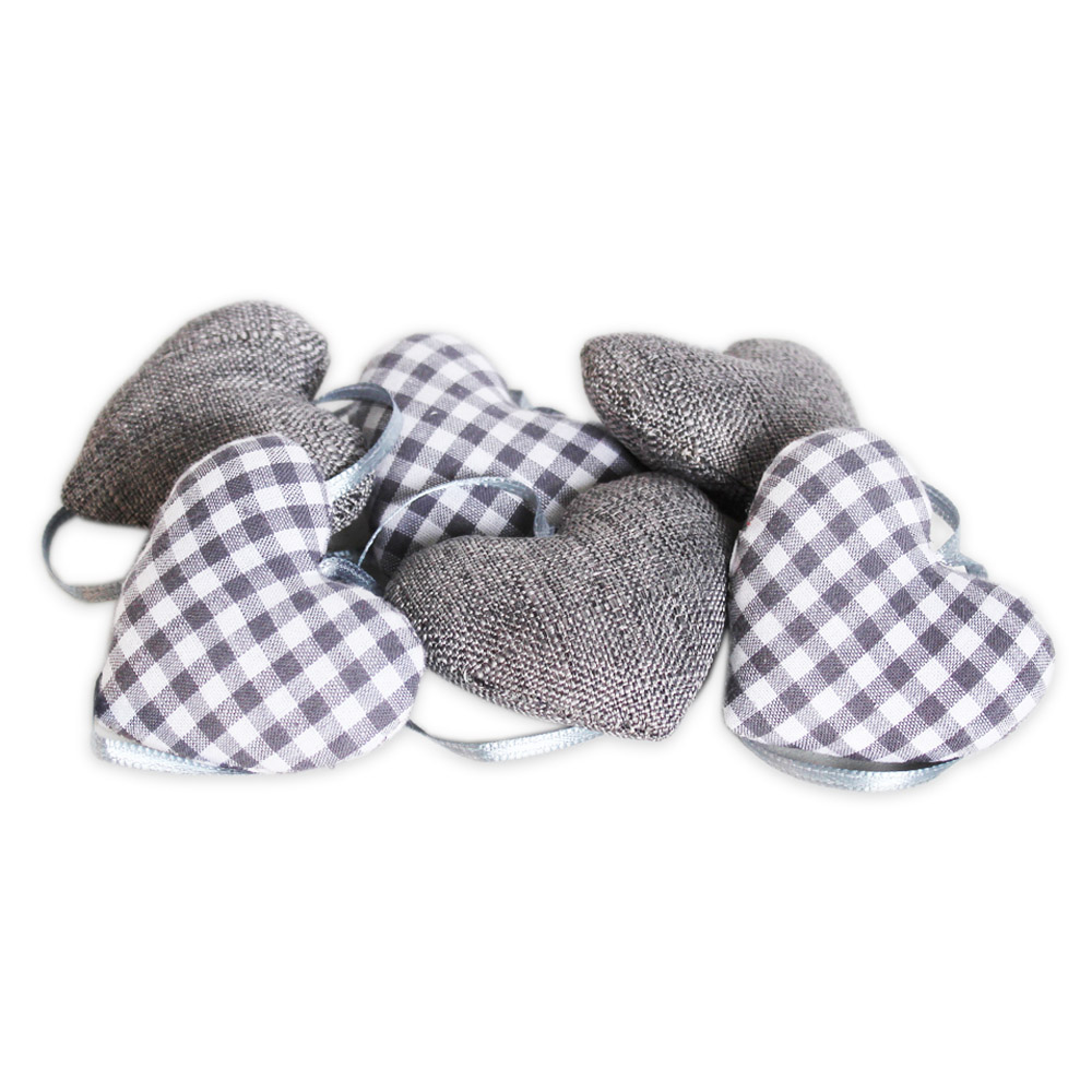 Srdce závěs textil š.5,5cm šedá S/6