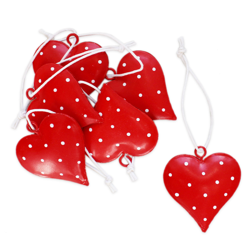 Srdce závěs plech pr.4cm červené S/6