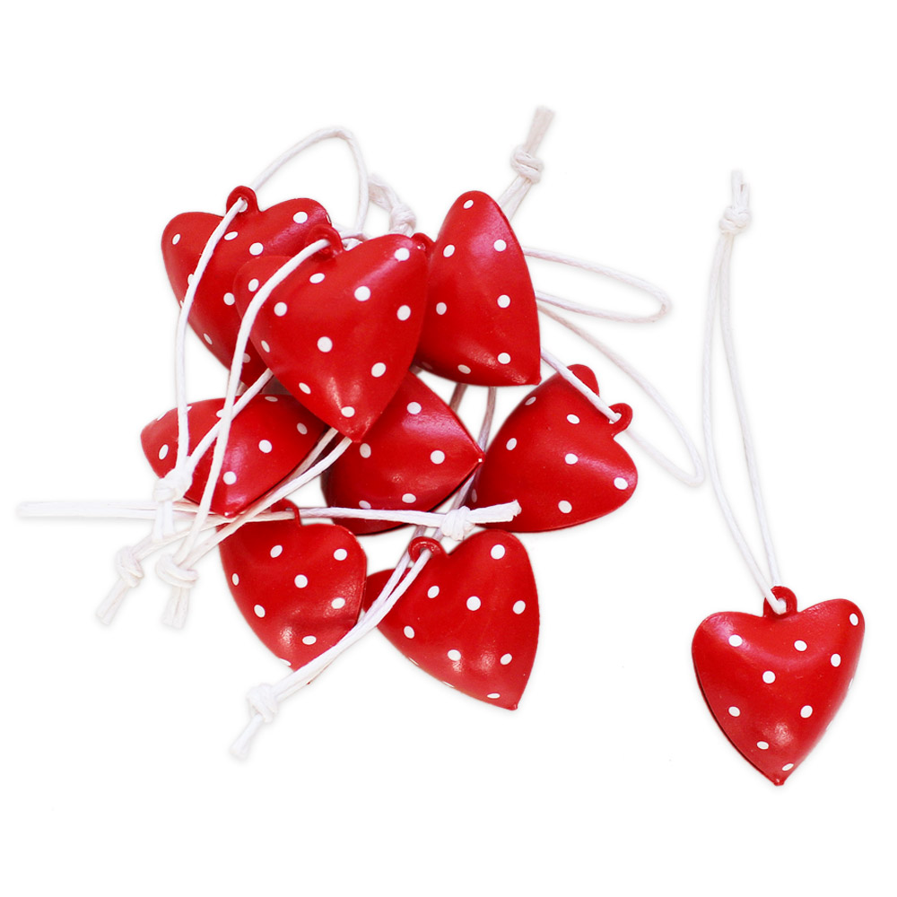 Srdce závěs plech pr.2cm červené S/9