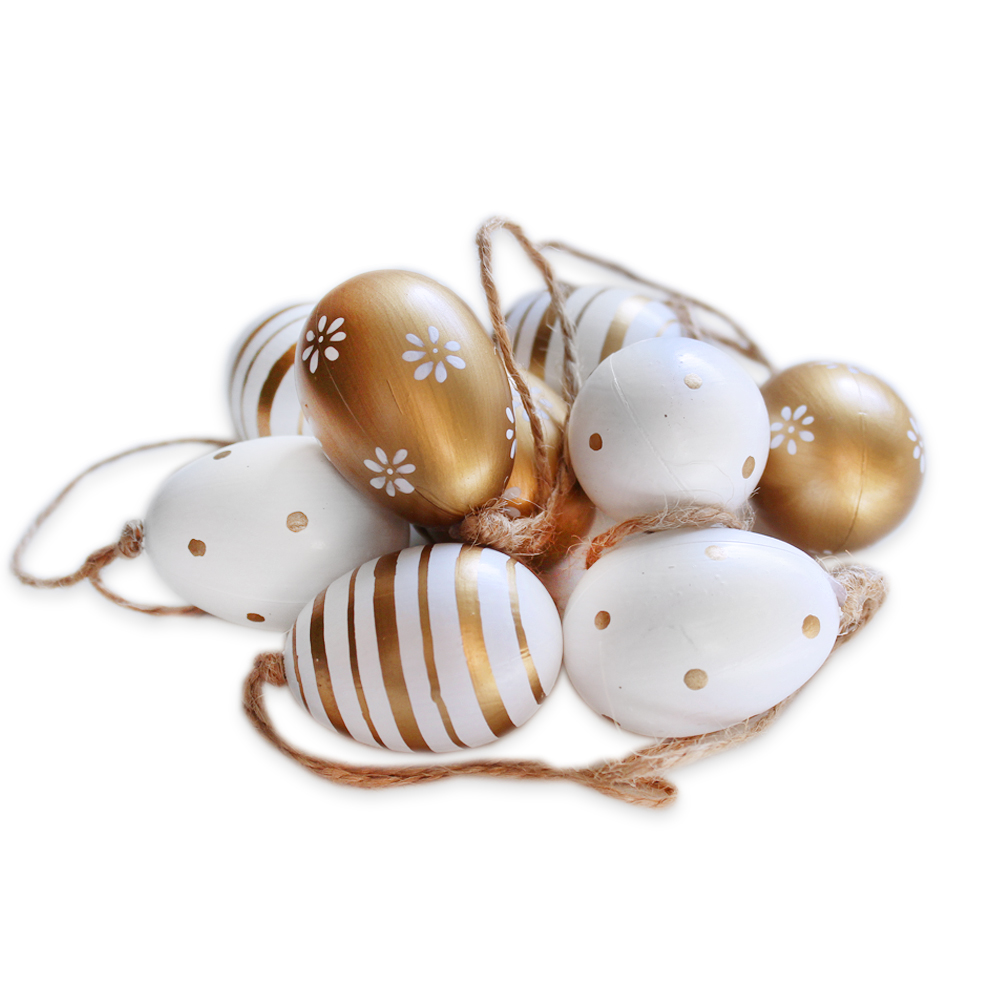 Vajíčka závěs pvc pr.4cm zlatá S/9