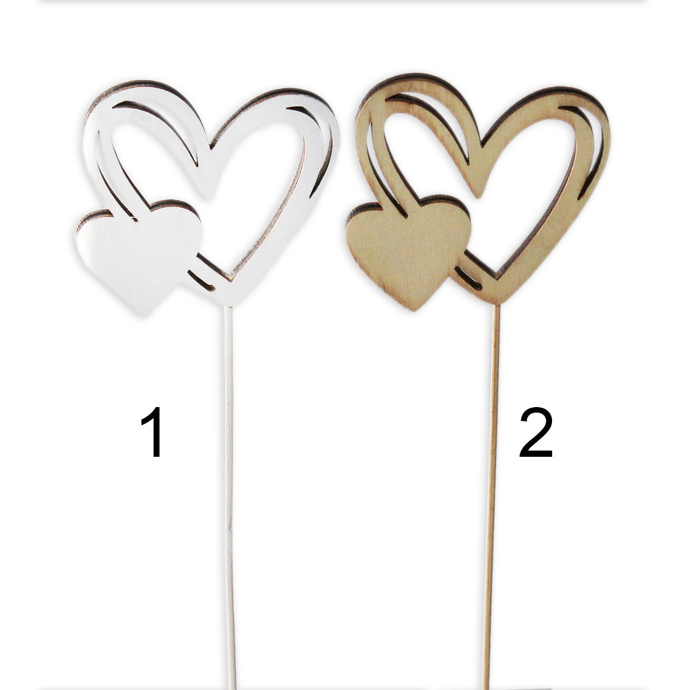 Srdce zápich dřevo dl.28cm mix