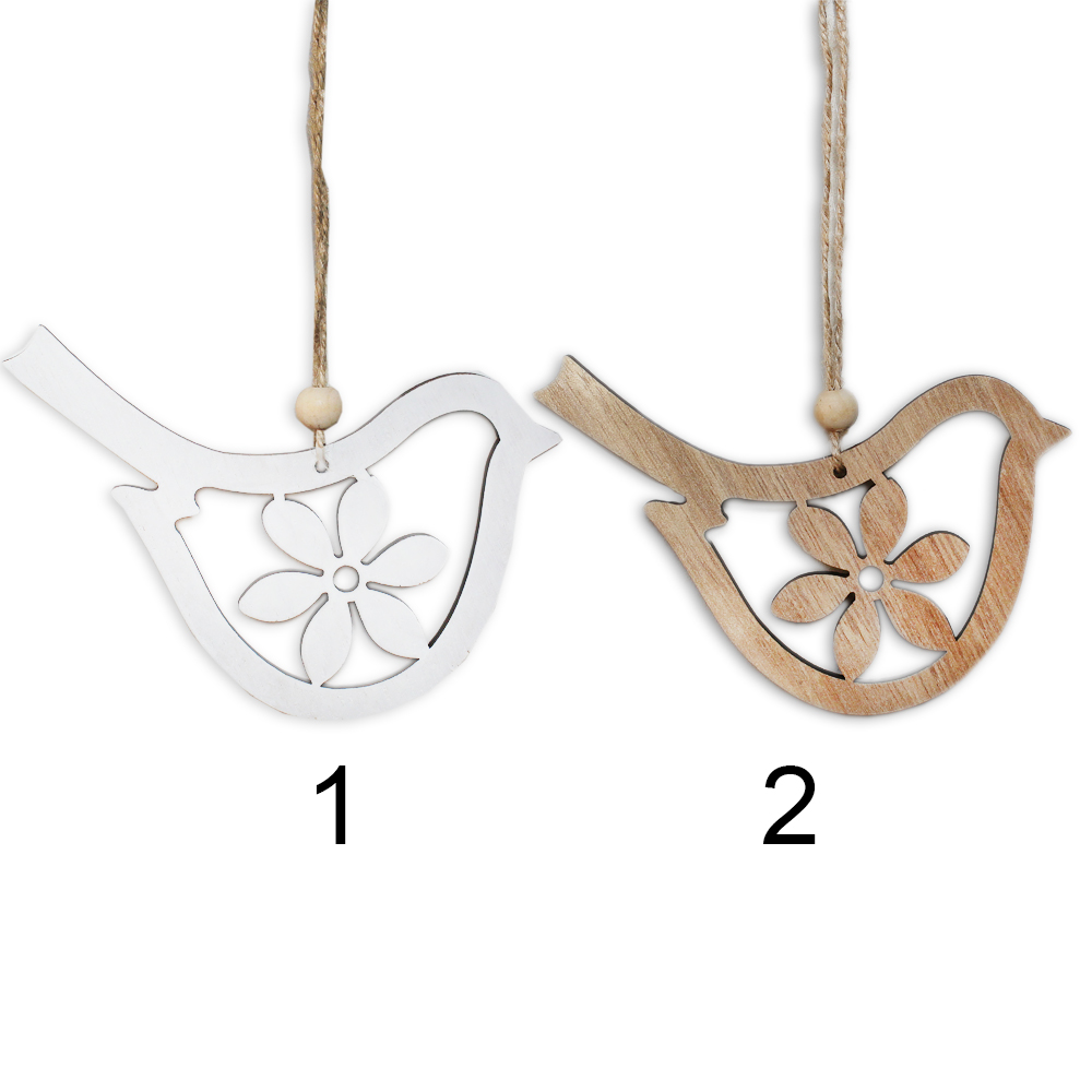 Ptáček závěs dřevo v.10cm mix