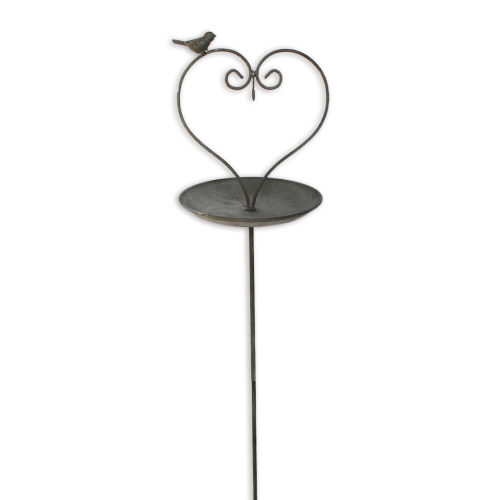 Srdce zápich pítko plech dl.110cm šedá