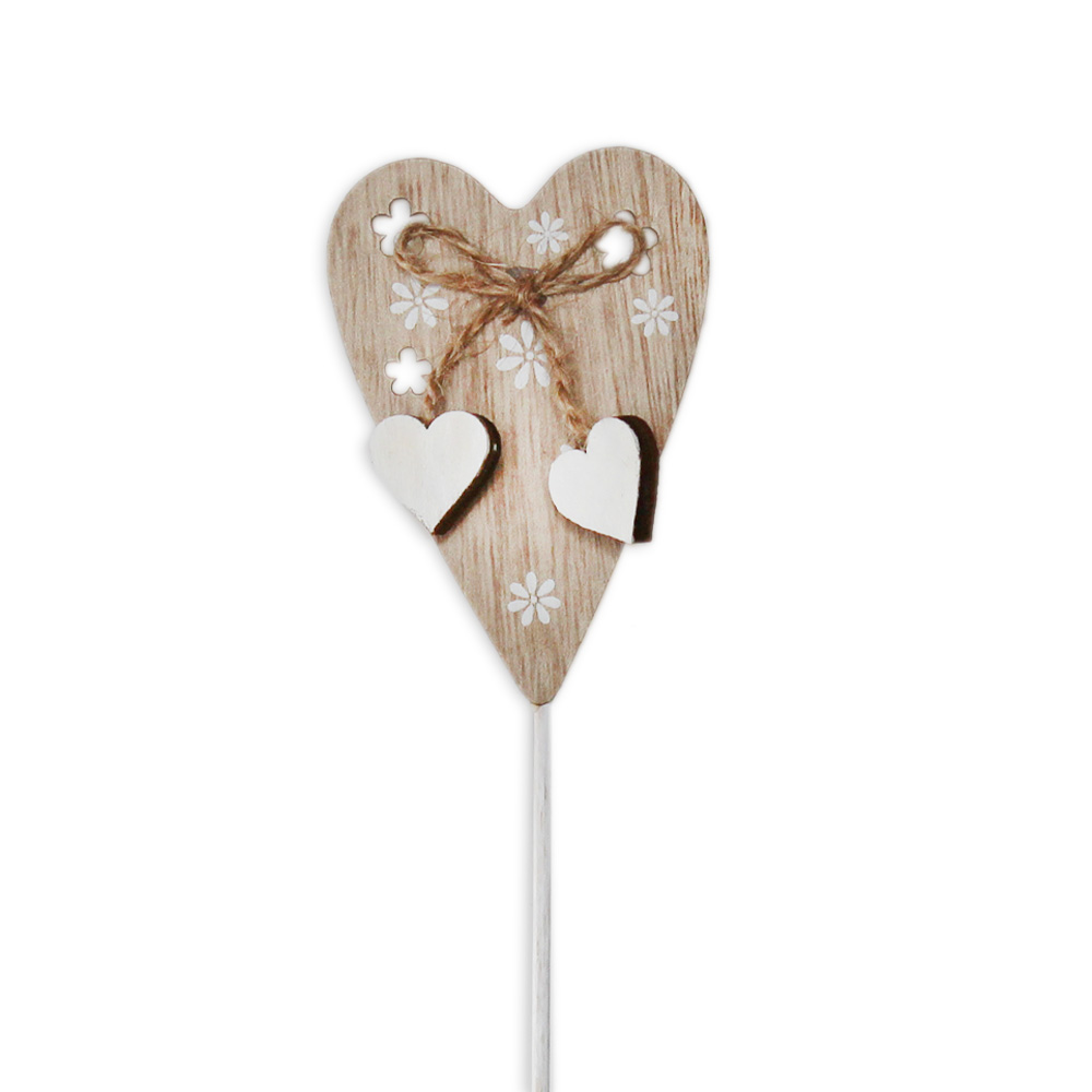 Srdce zápich dřevo dl.31cm natural