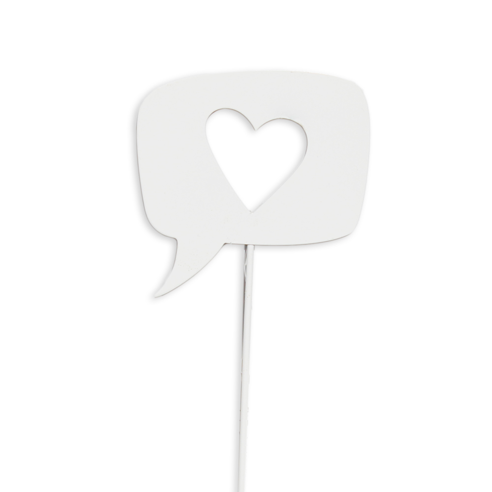 Srdce zápich plech dl.32cm bílé