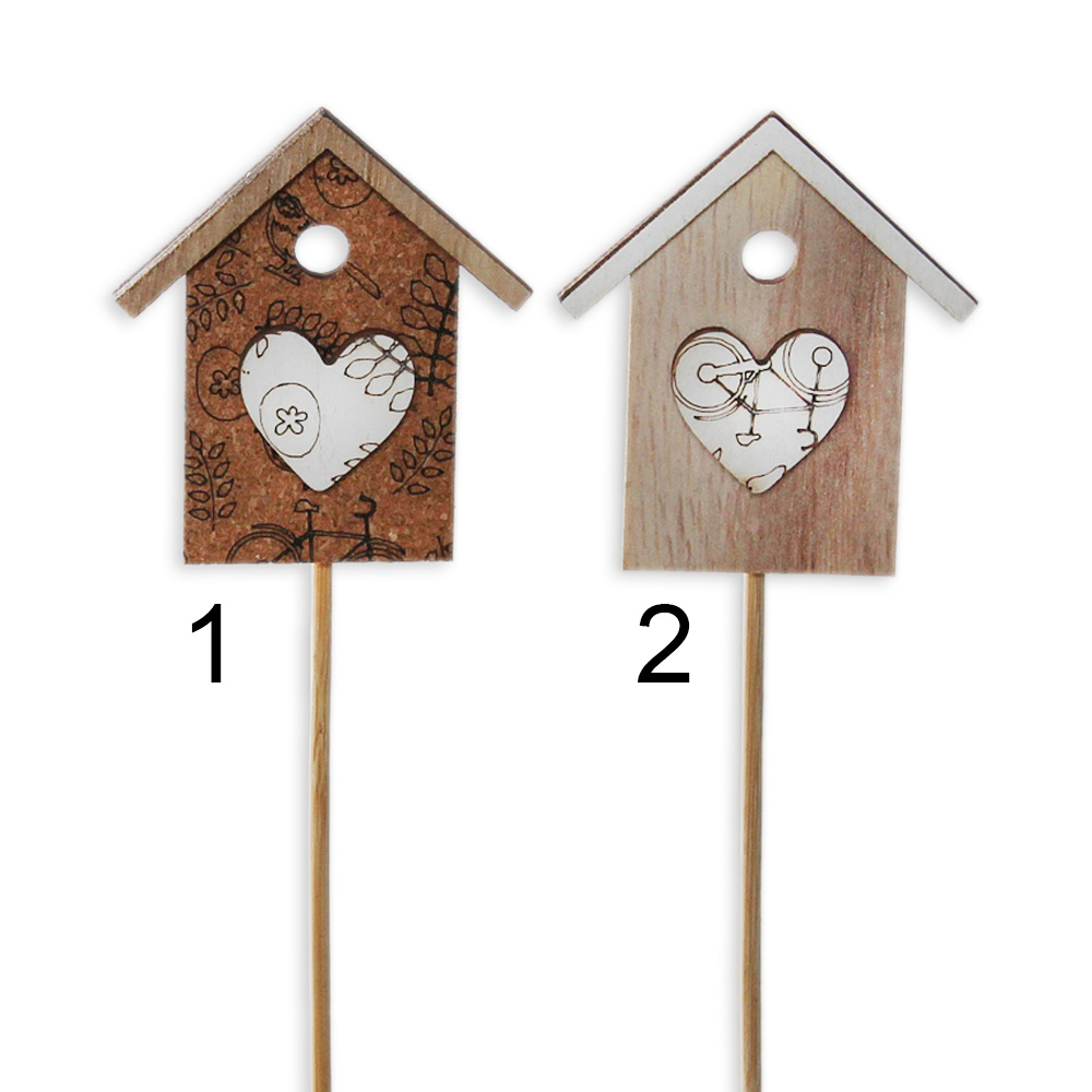 Budka zápich dřevo v.25cm natural S/6