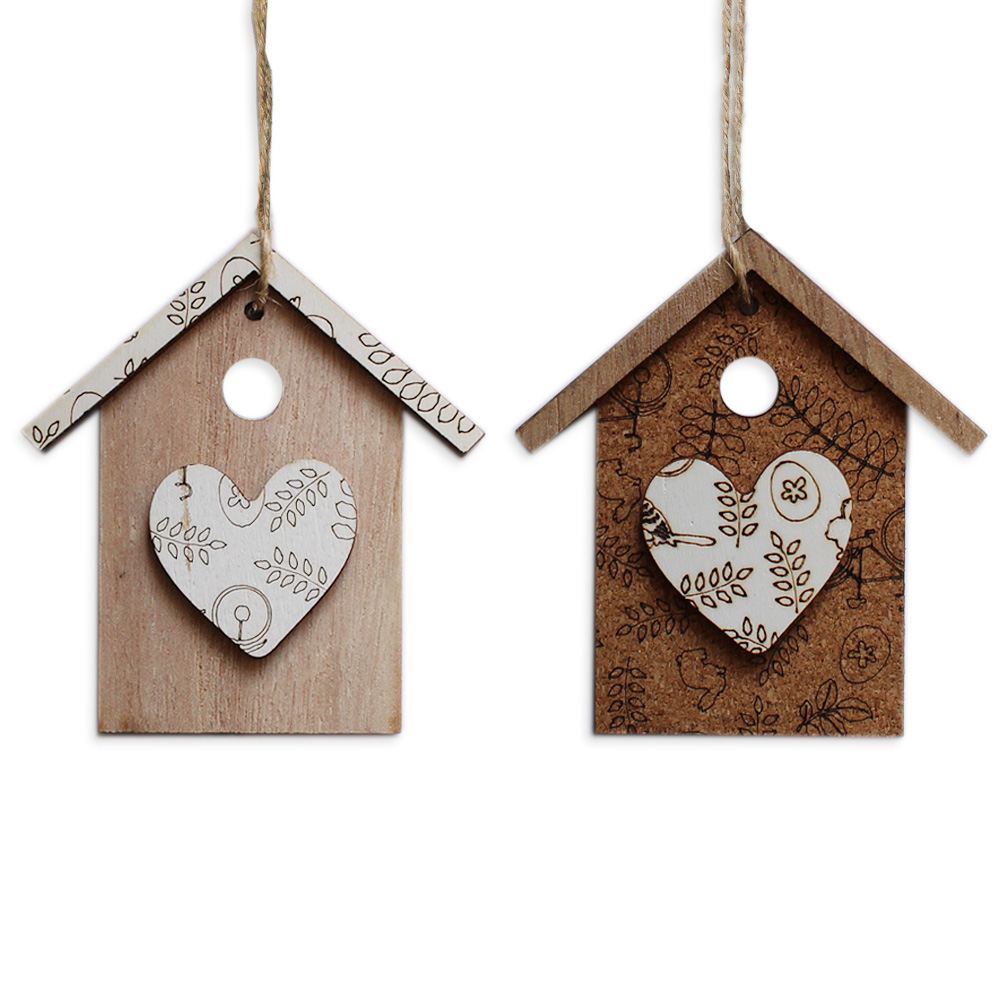 Budka závěs dřevo dl.8cm natural S/2