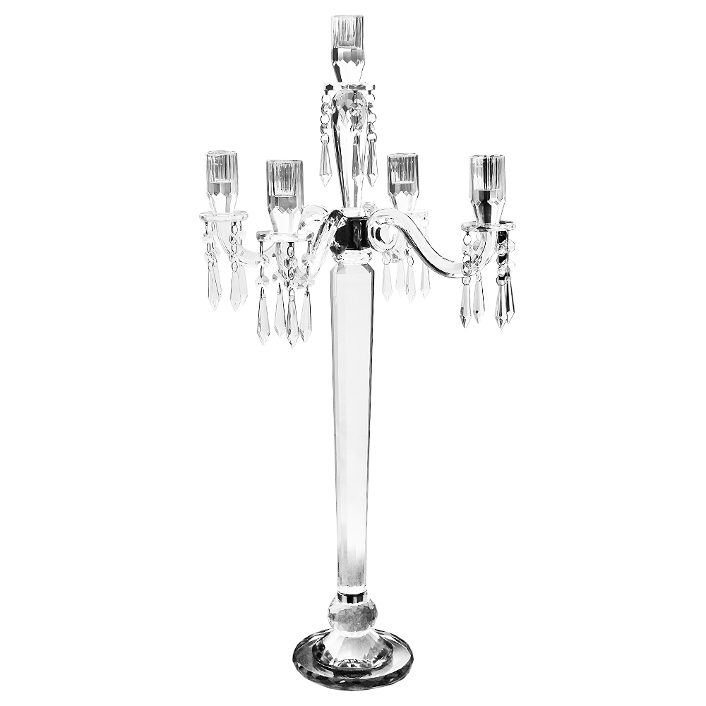 Sklo svícen Cristallo v.75x38cm 5 ramen