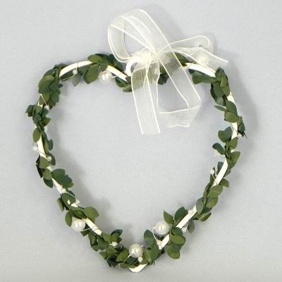 Srdce závěs kov pr.10cm bílá, zelená