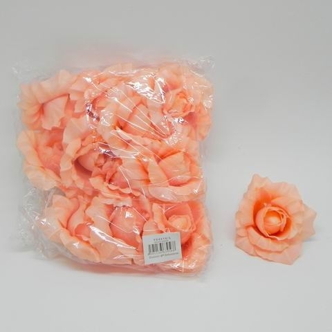 Růže hlava textil pr.8cm losos S/12ks