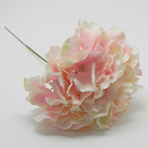 UK Hortenzie zápich pvc/textil v.28x15cm sv.růžová