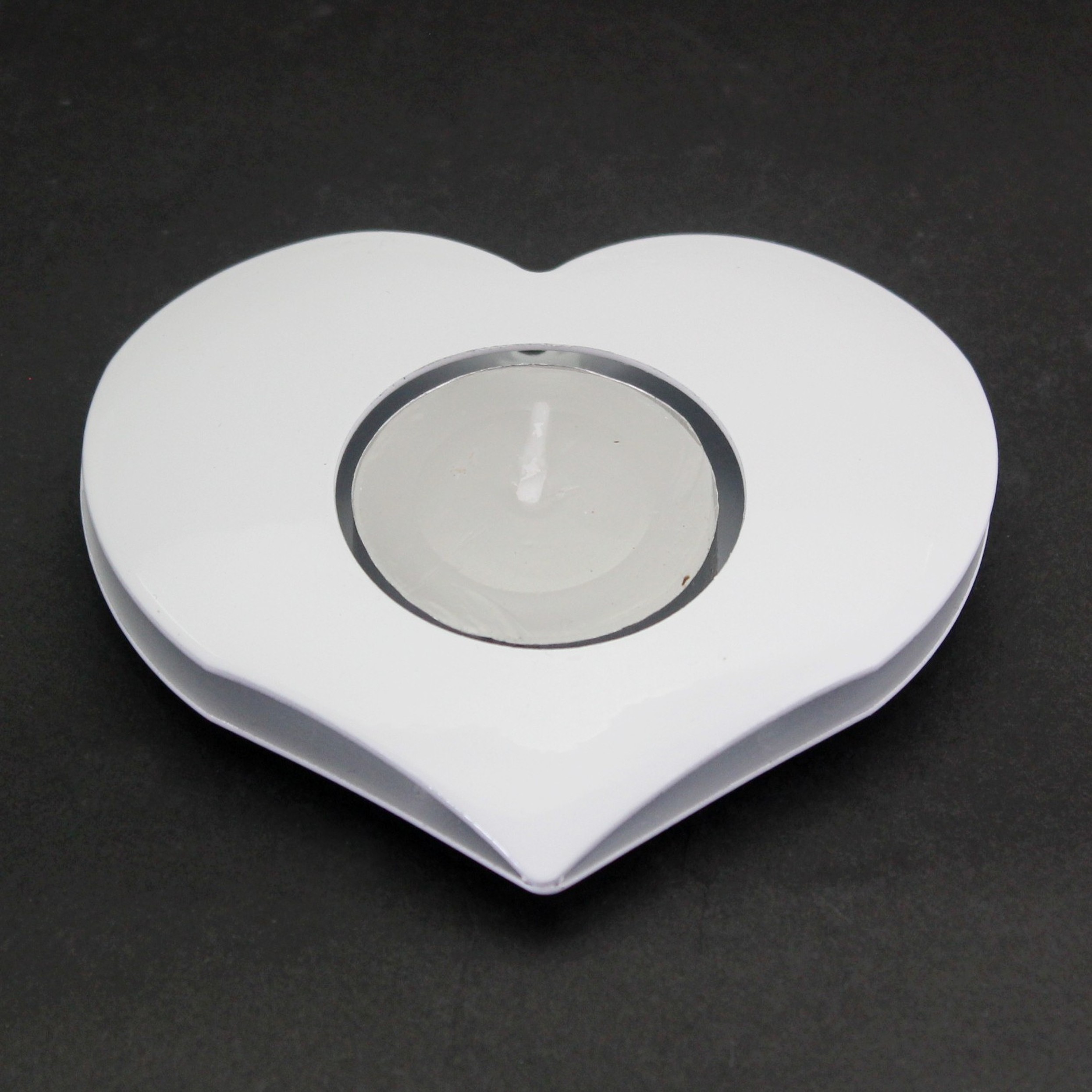 Srdce svícen kov pr.9cm bílé