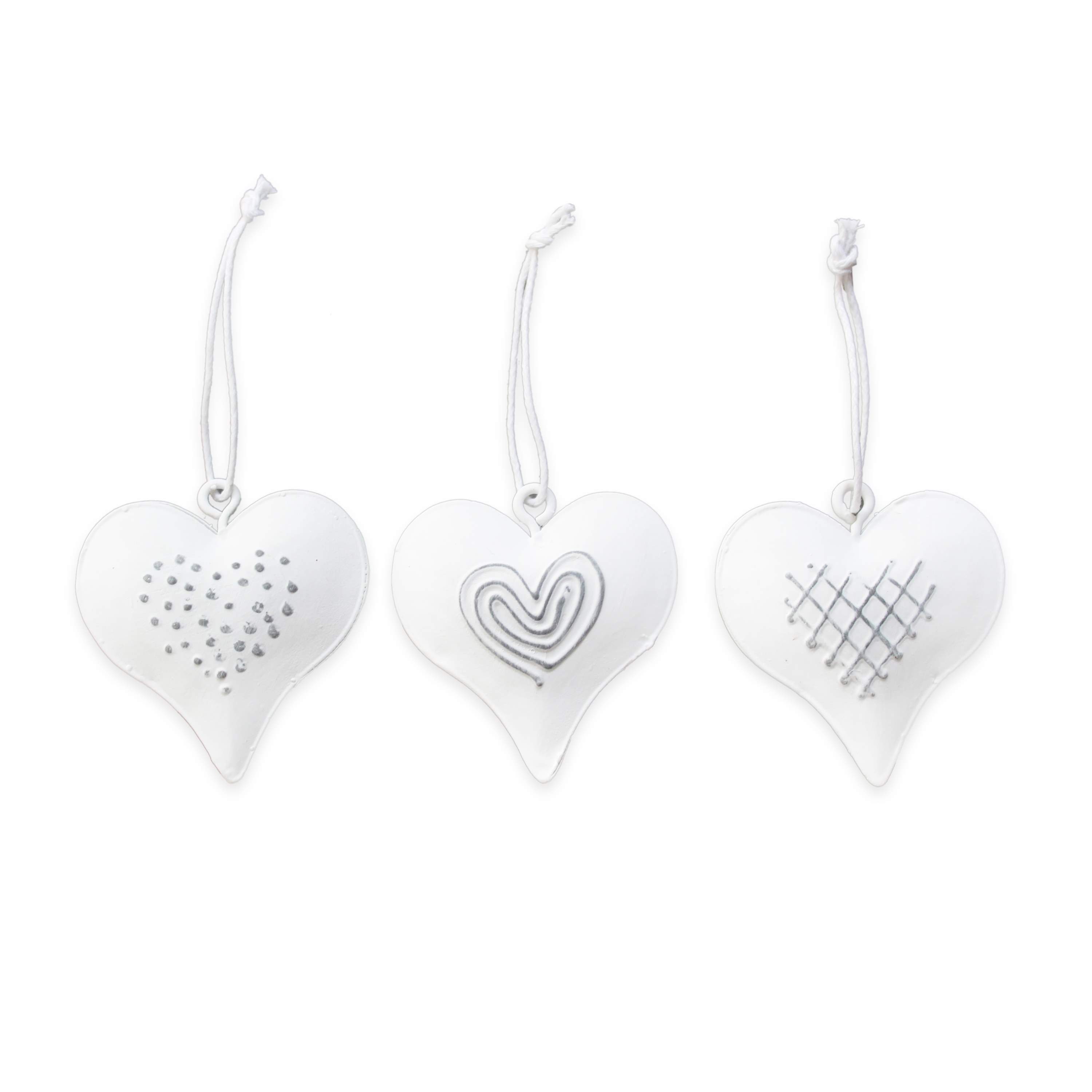 Srdce závěs kov pr.4cm bílá S/3