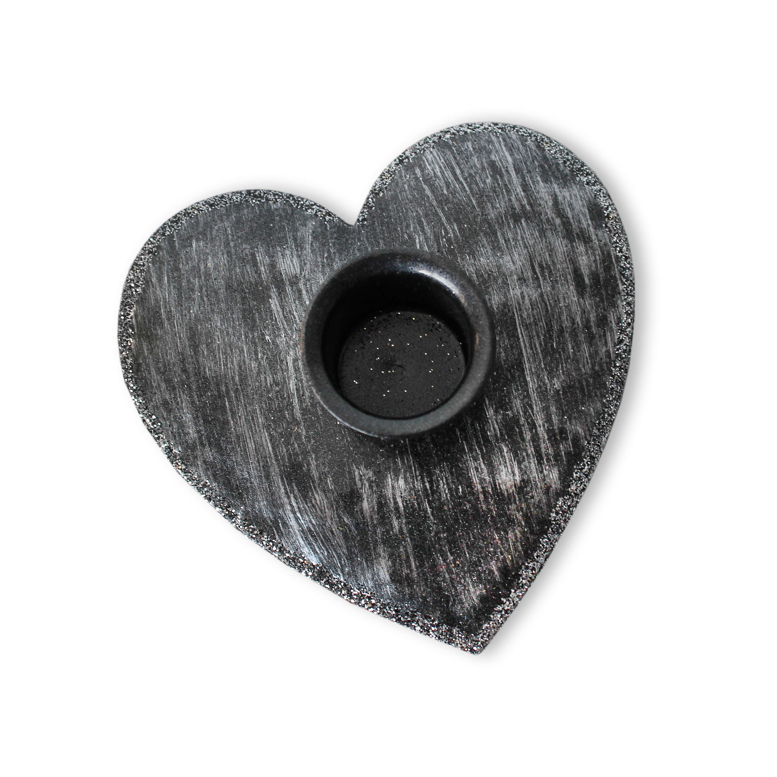 Srdce svícen kov 9cm černá