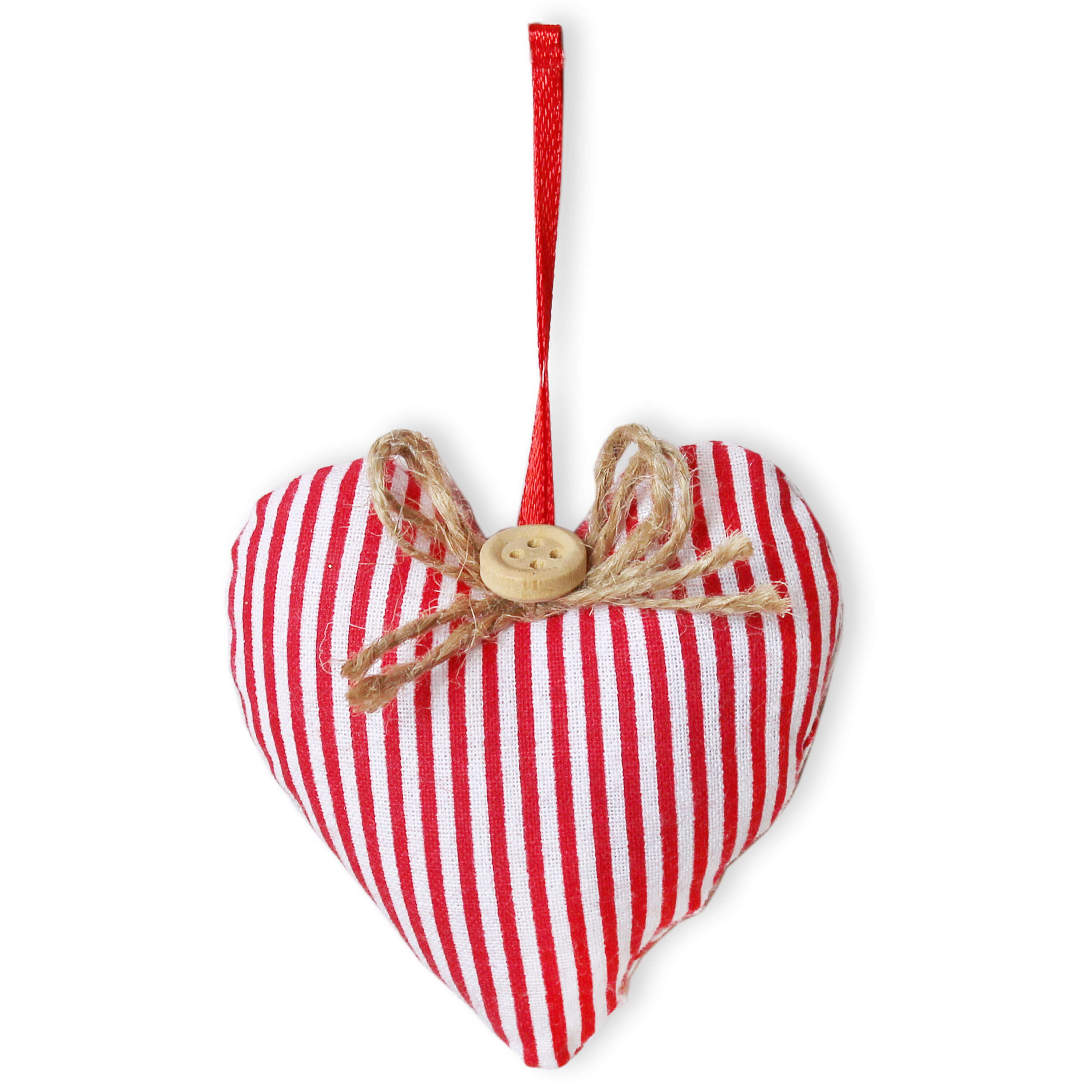 Srdce závěs textil v.7cm červené