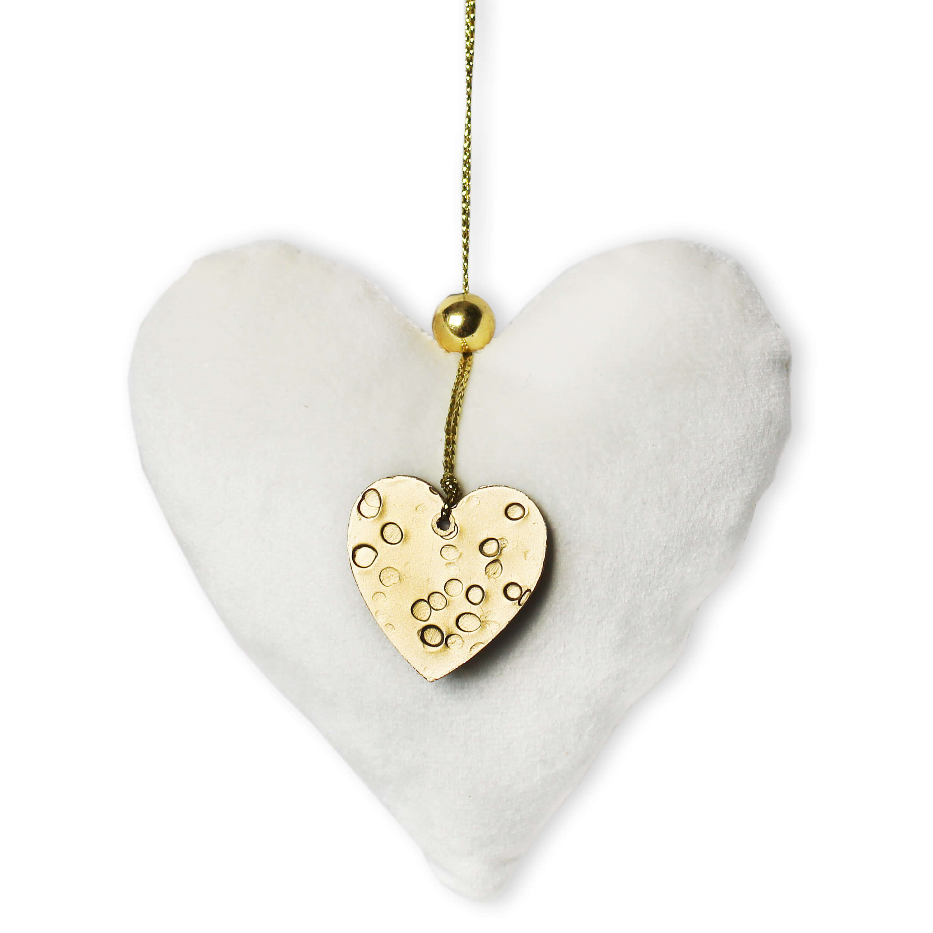 Srdce závěs textil v.11cm krém