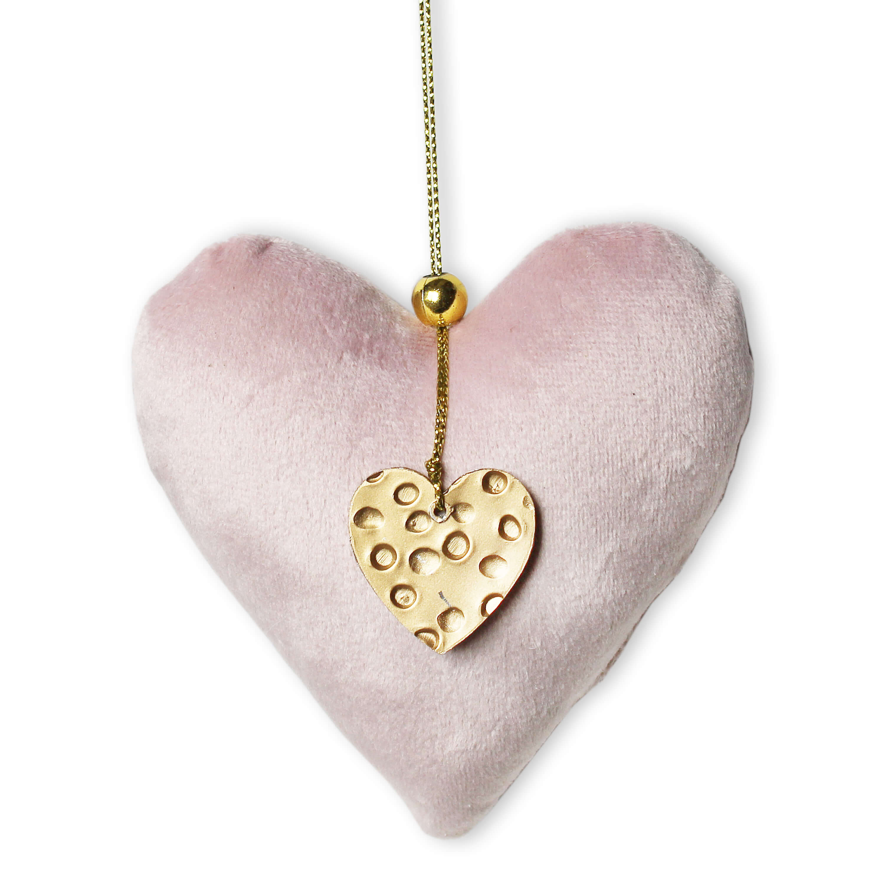 Srdce závěs textil pr.10,5cm růžové