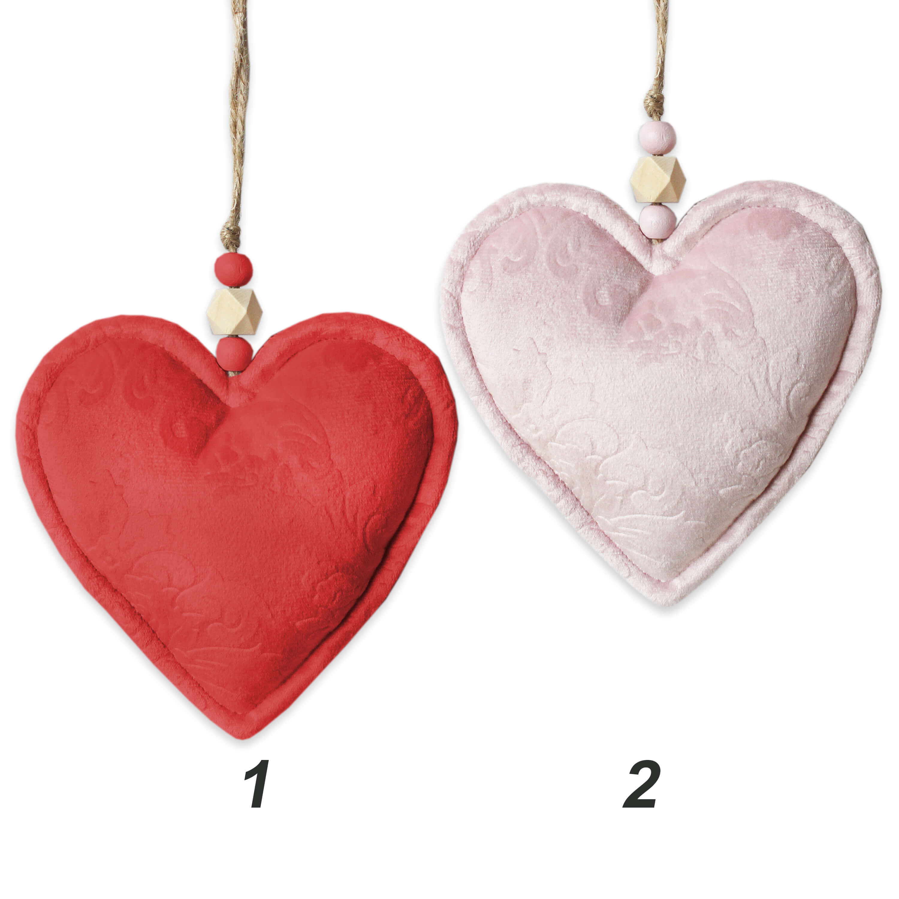 Srdce textil závěs v.12cm mix