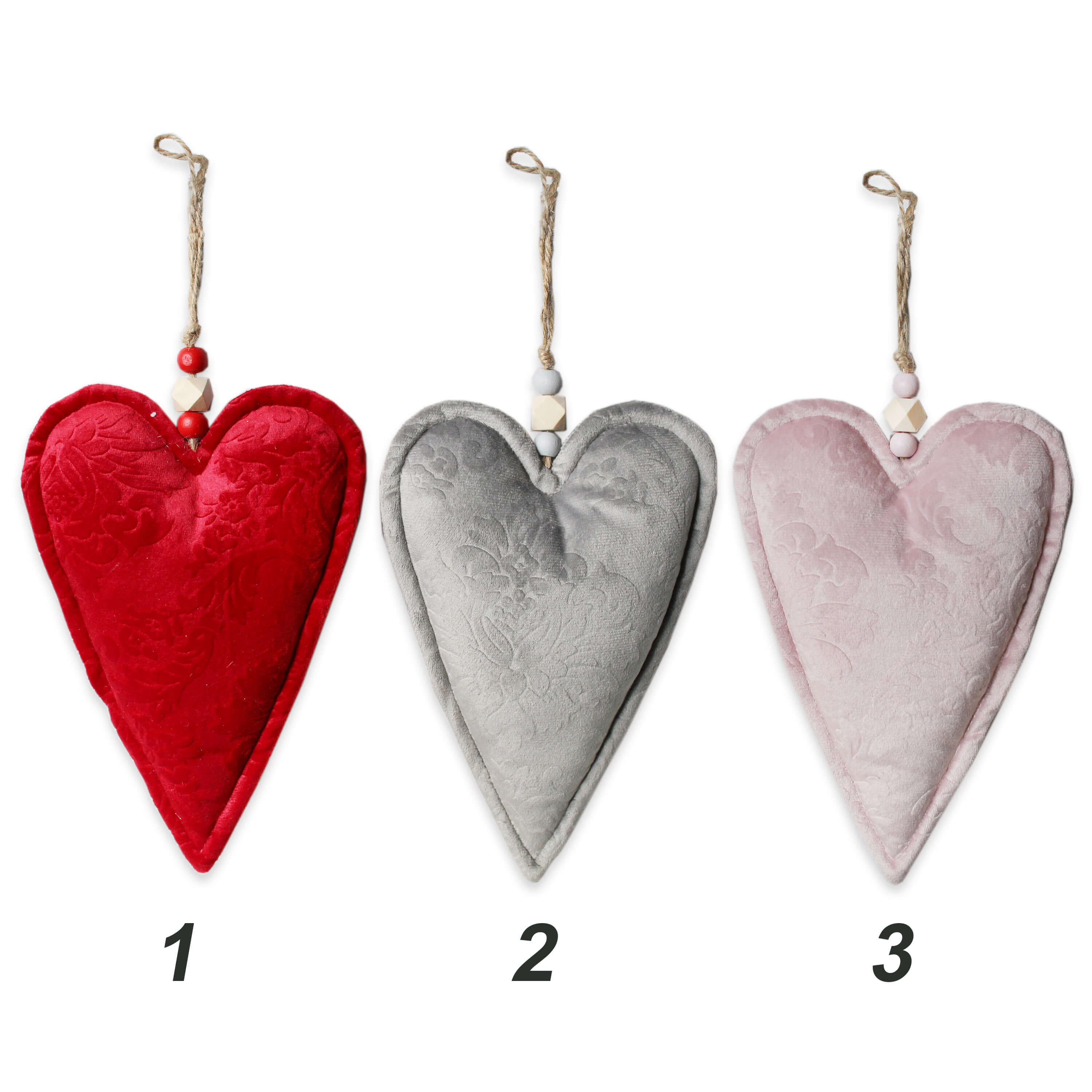 Srdce textil závěs v.18cm mix