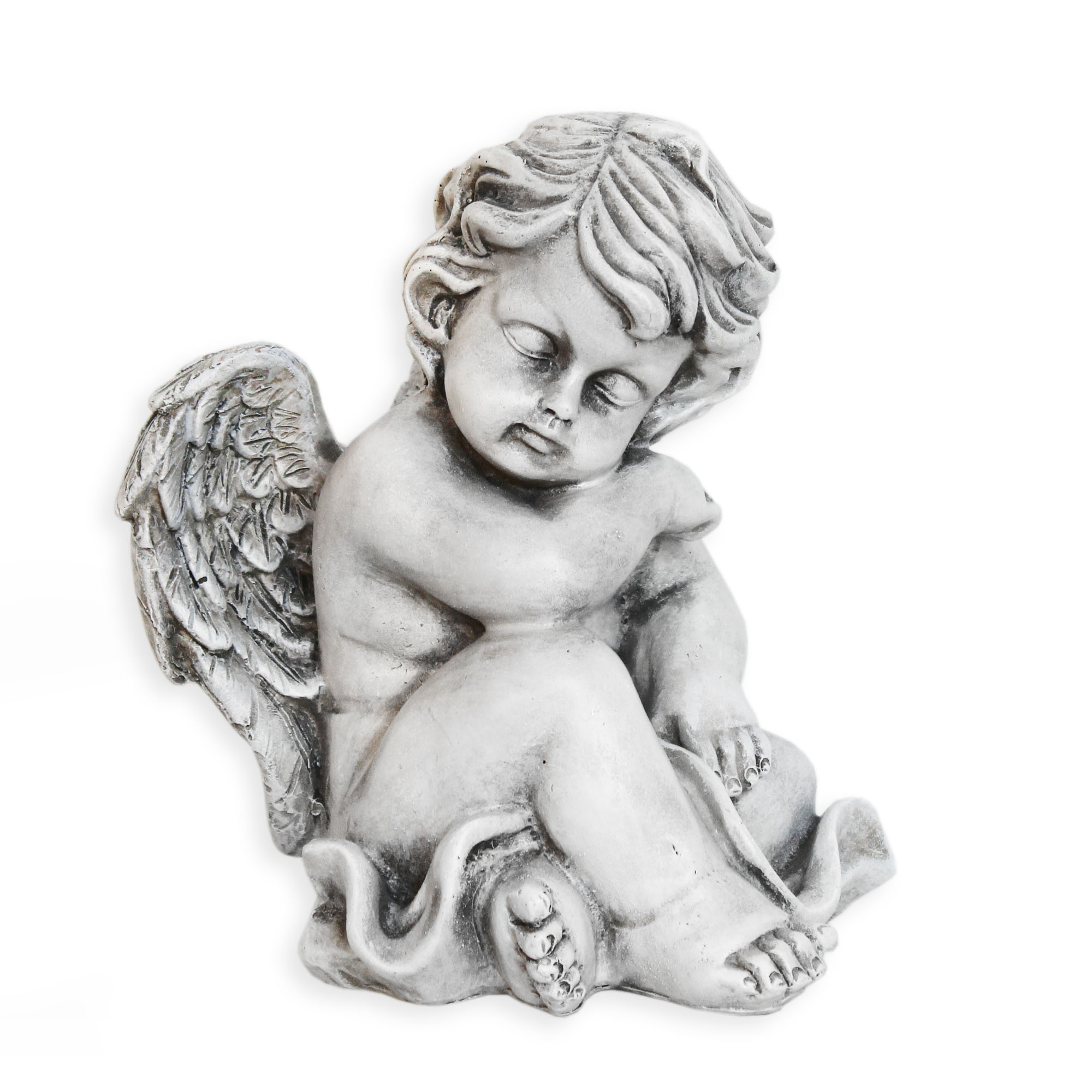 Anděl polyresin v.16cm šedý