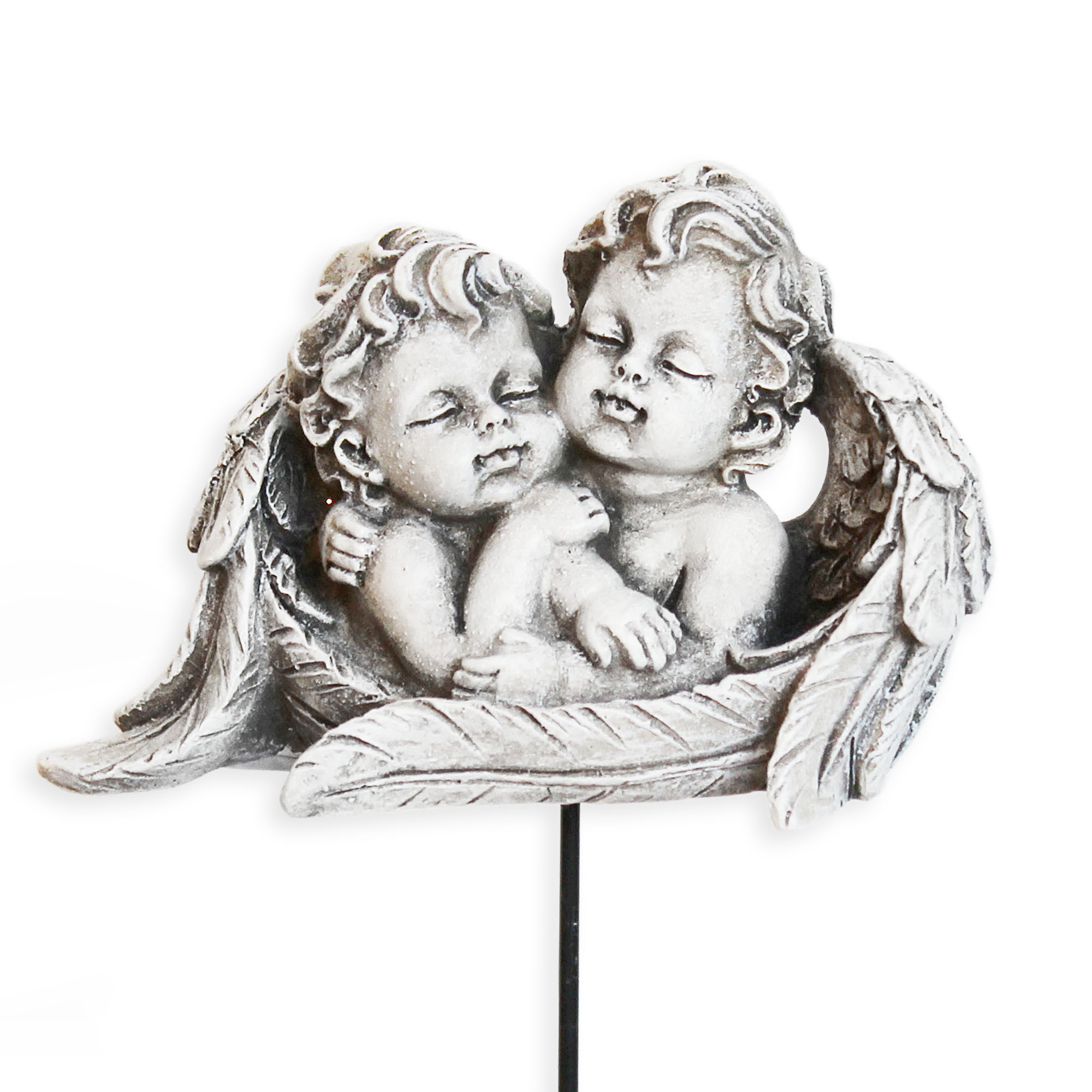 Anděl polyresin zápich v.18x9,5cm šedý