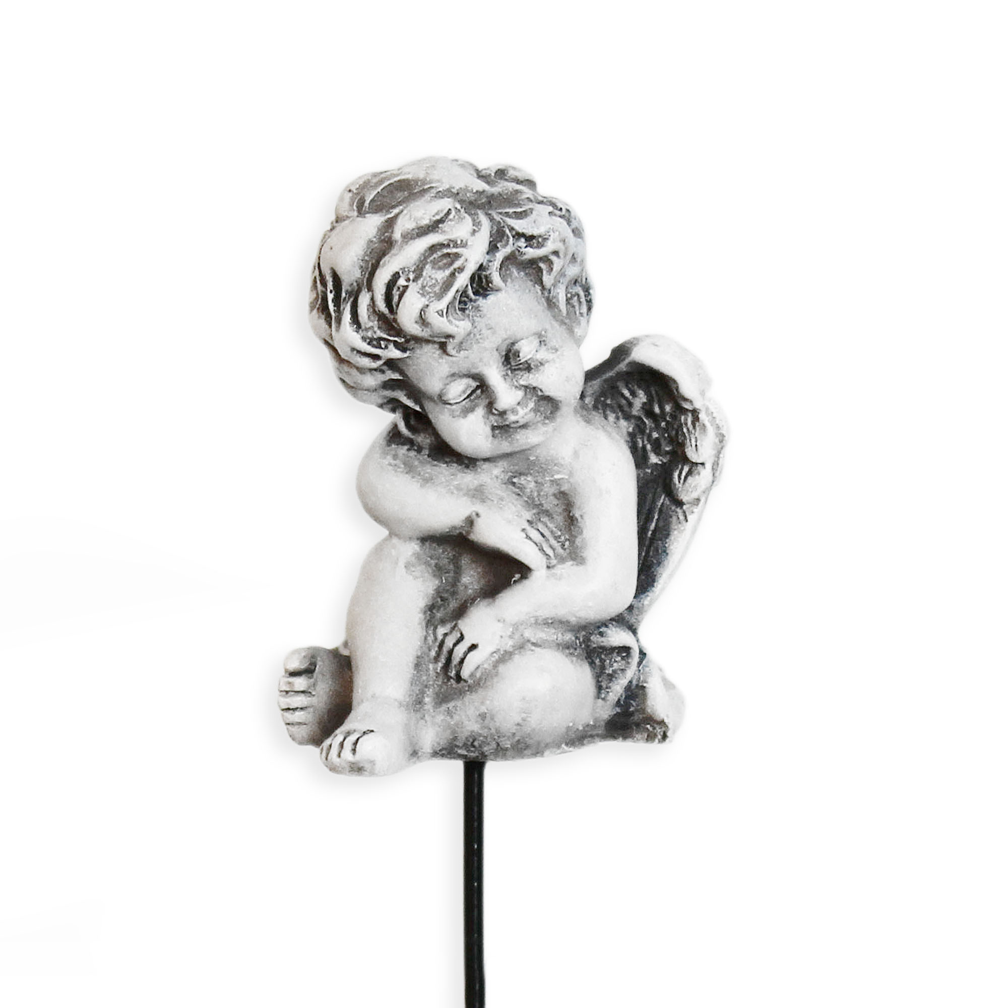 Anděl polyresin zápich v.17x4cm šedý