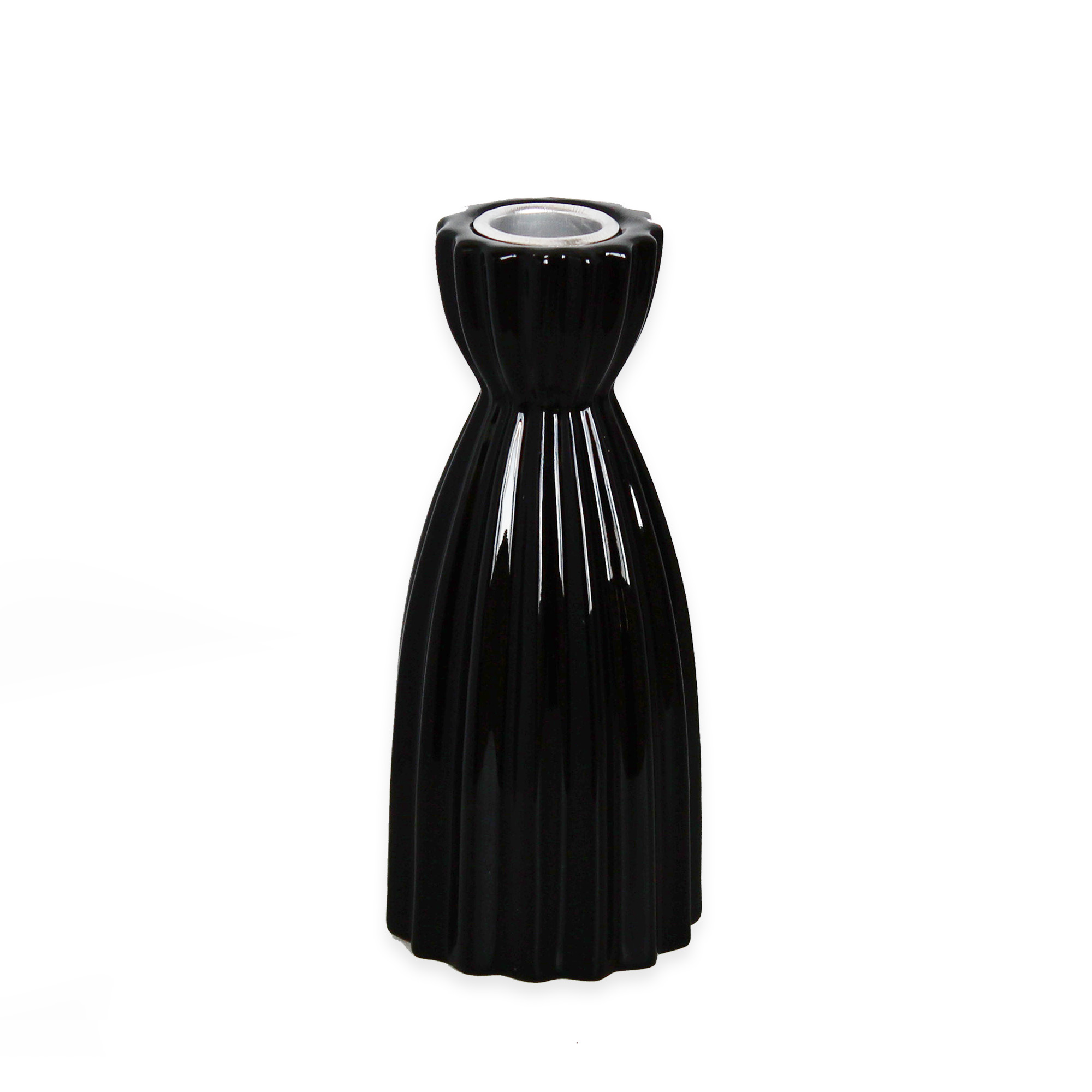 Svícen černý v.15x6,6cm keramika