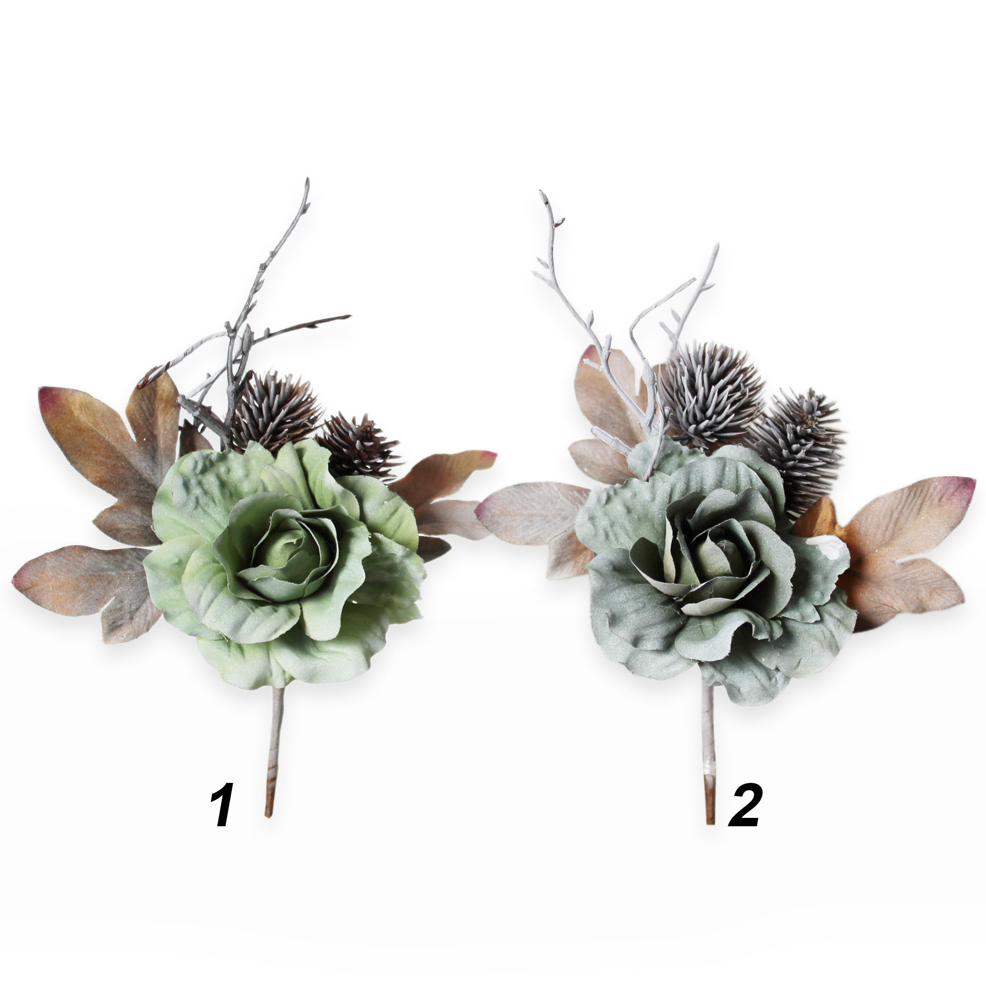 Růže zápich textil v.24cm zelená mix