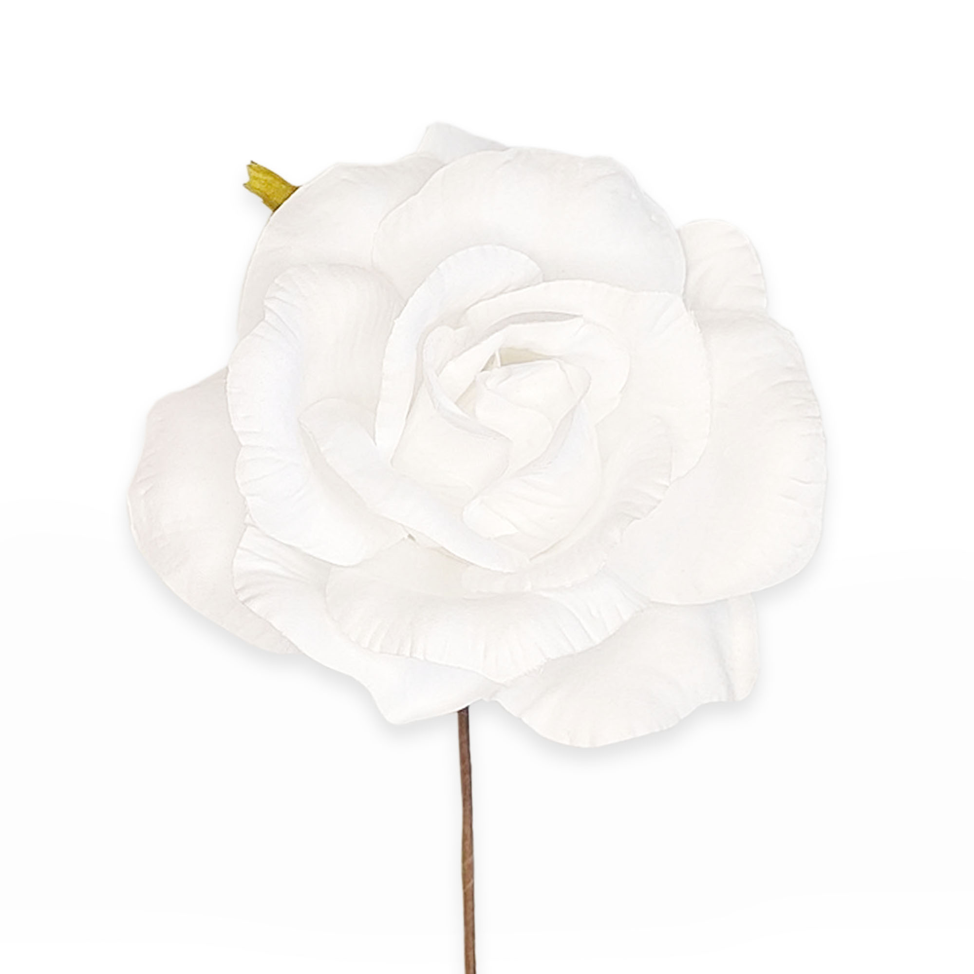 Růže zápich textil v.20cm bílá